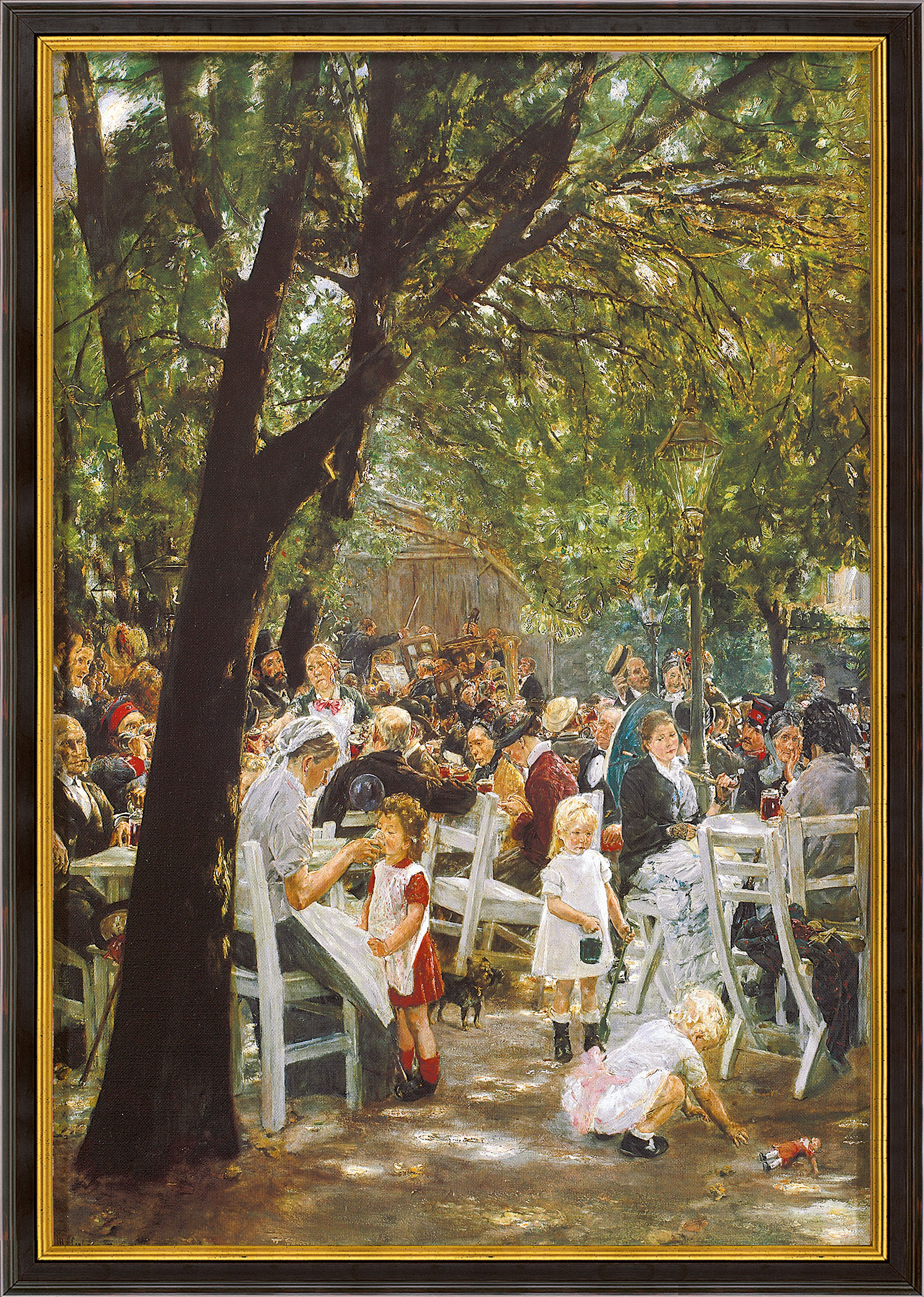 Max Liebermann: Bild 'Münchner Biergarten' (1884), gerahmt