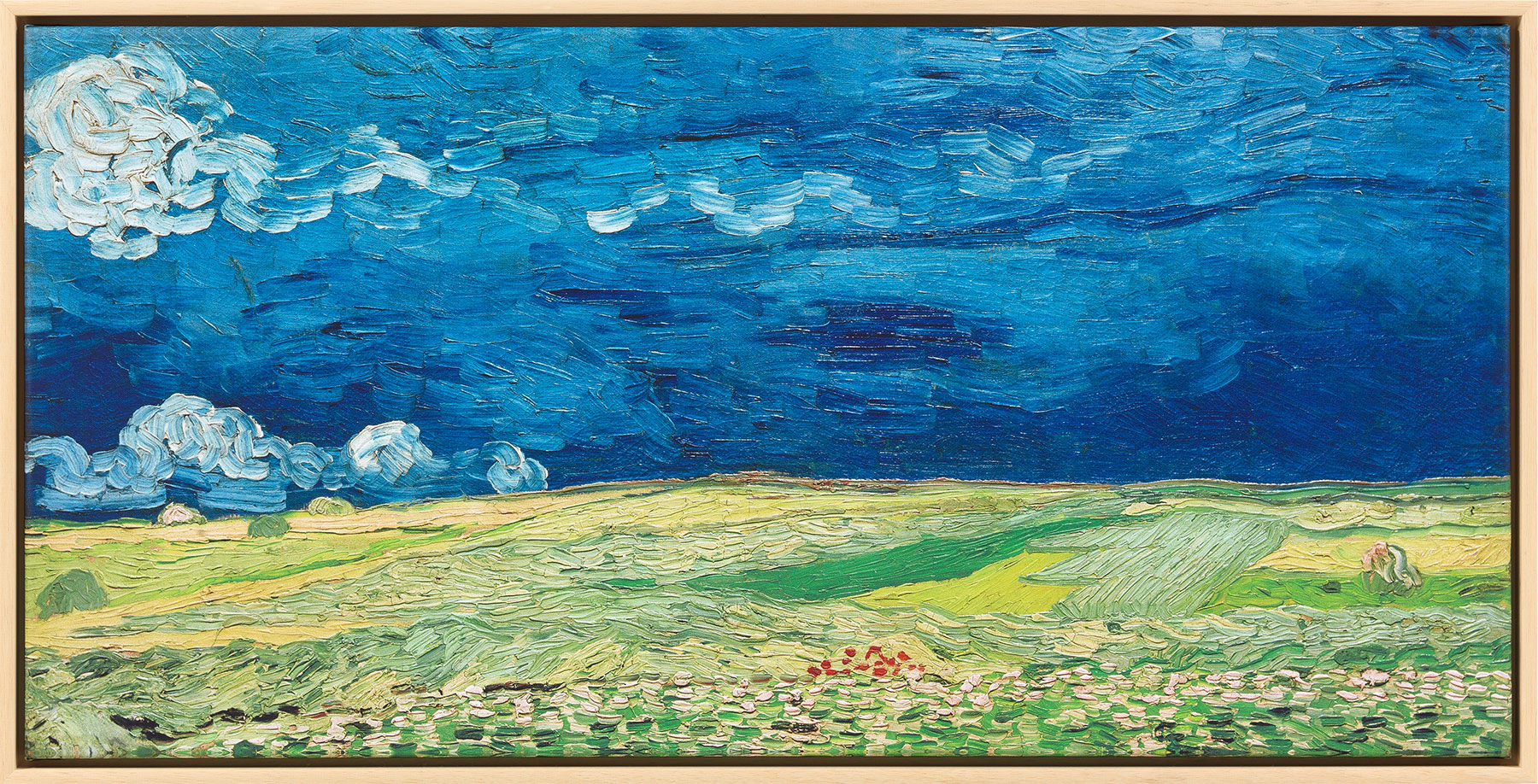 Vincent van Gogh: Bild 'Kornfeld bei Gewitterstimmung' (1890), gerahmt