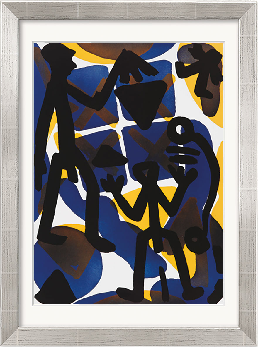 A. R. Penck: Bild 'Vergleich', Version silberfarben gerahmt