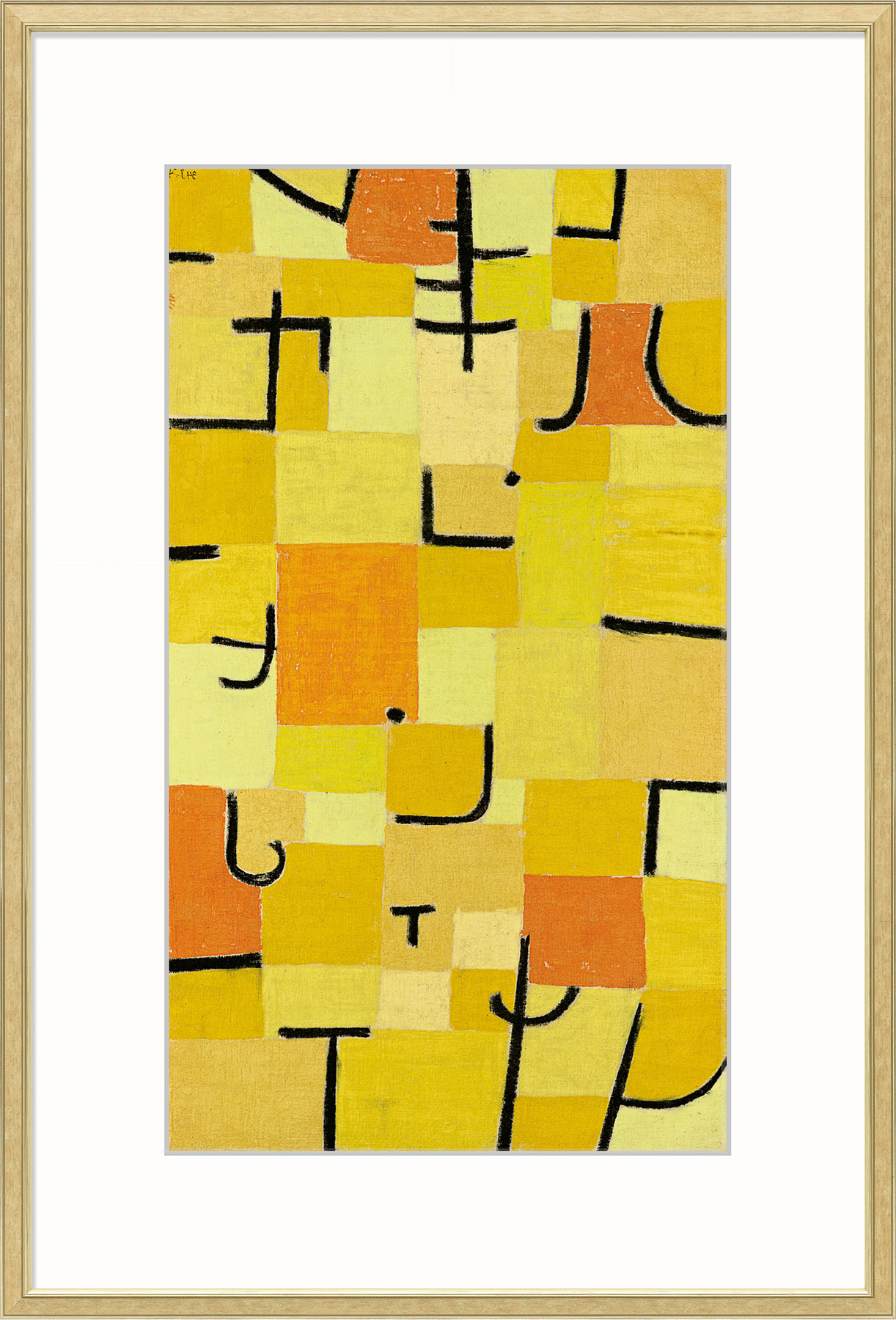 Paul Klee: Bild 'Zeichen in Gelb' (1937), gerahmt