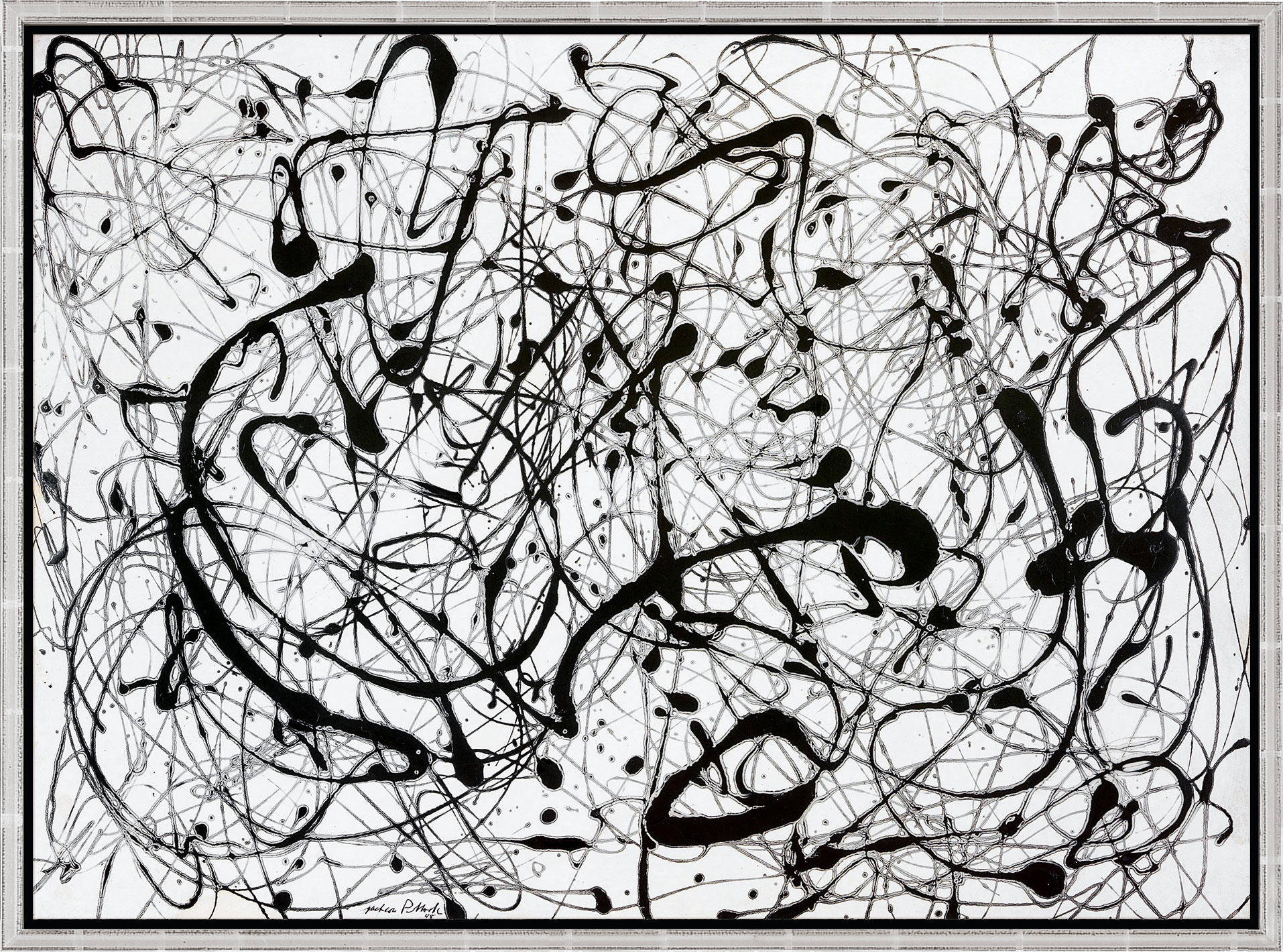 Jackson Pollock: Bild 'Number 14: Gray' (1948), gerahmt