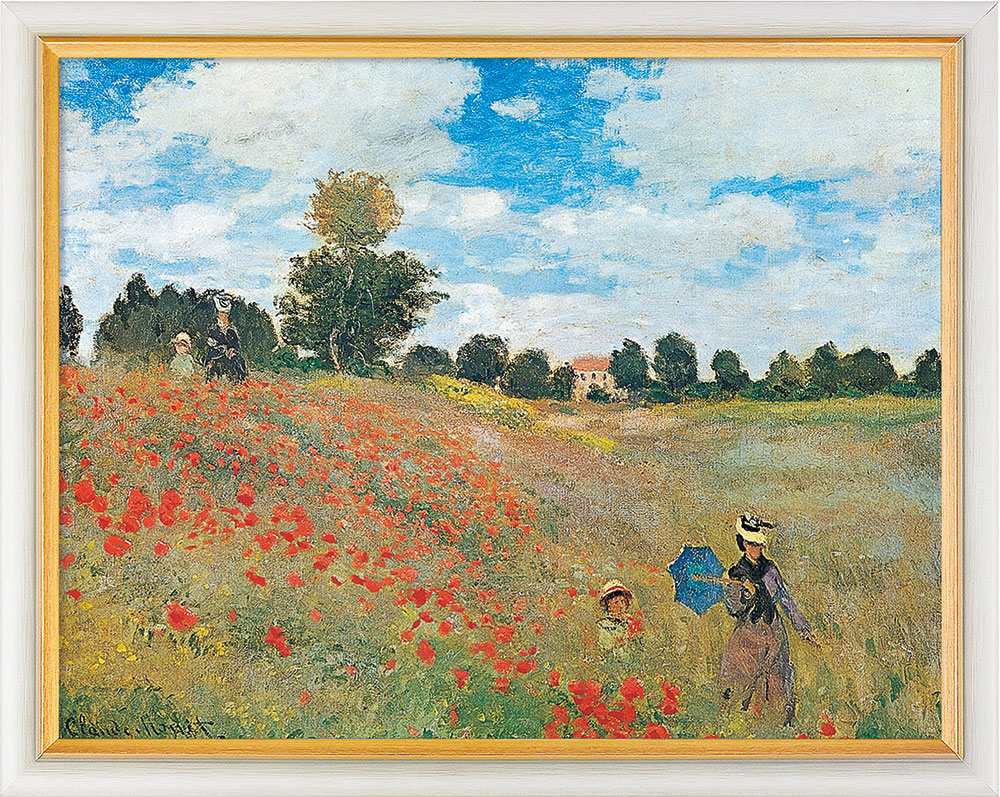 Claude Monet: Painting 'Les coquelicots à Argenteuil (The Poppy Field at Argenteuil)' (1873), framed