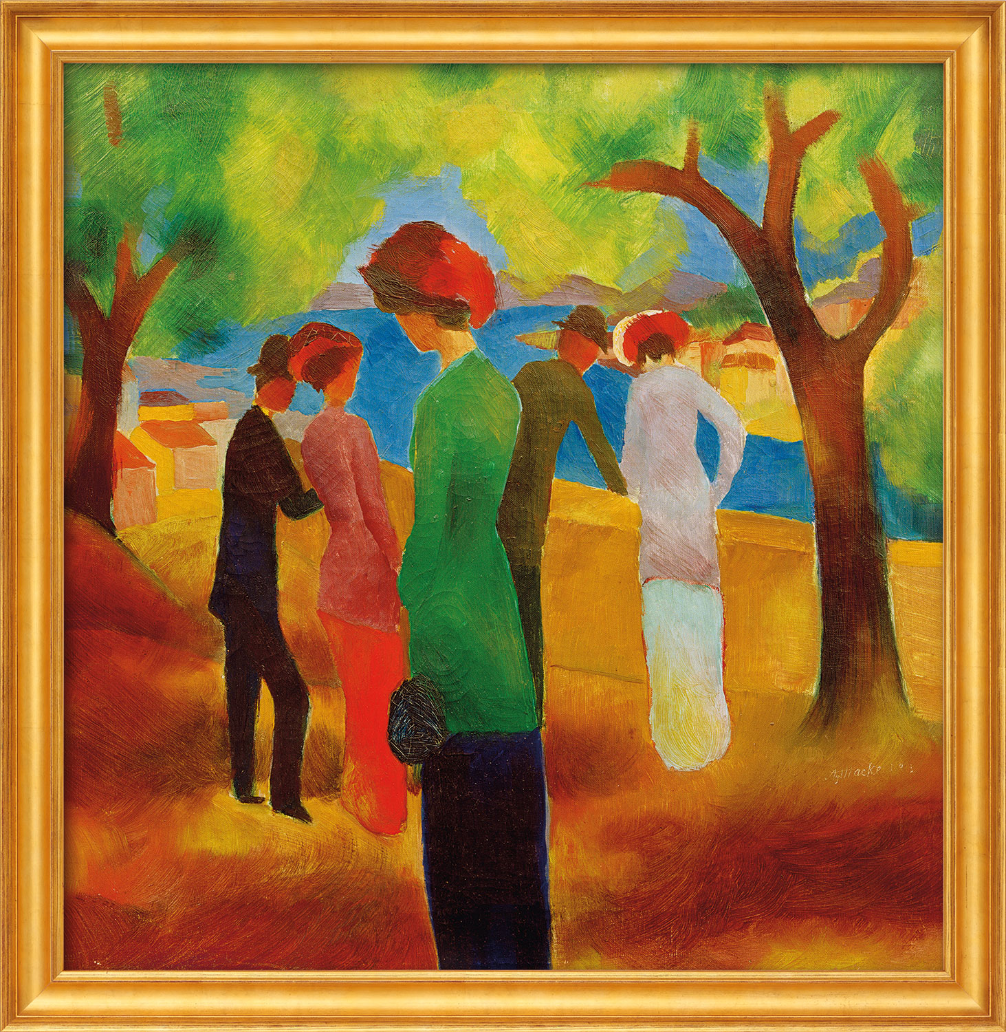 August Macke: Bild 'Mädchen in grüner Jacke' (1913), gerahmt