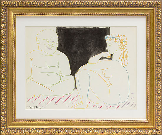 Pablo Picasso: Bild 'Mann und Modell' (1954), gerahmt