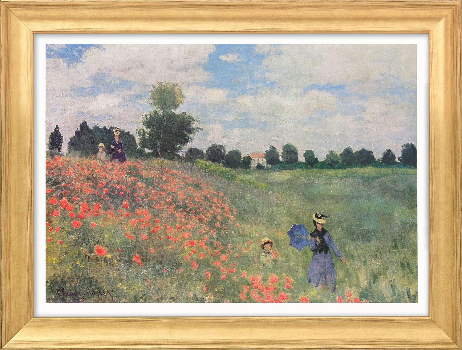 Claude Monet: Painting 'Les coquelicots à Argenteuil (The Poppy Field at Argenteuil)' (1873), framed