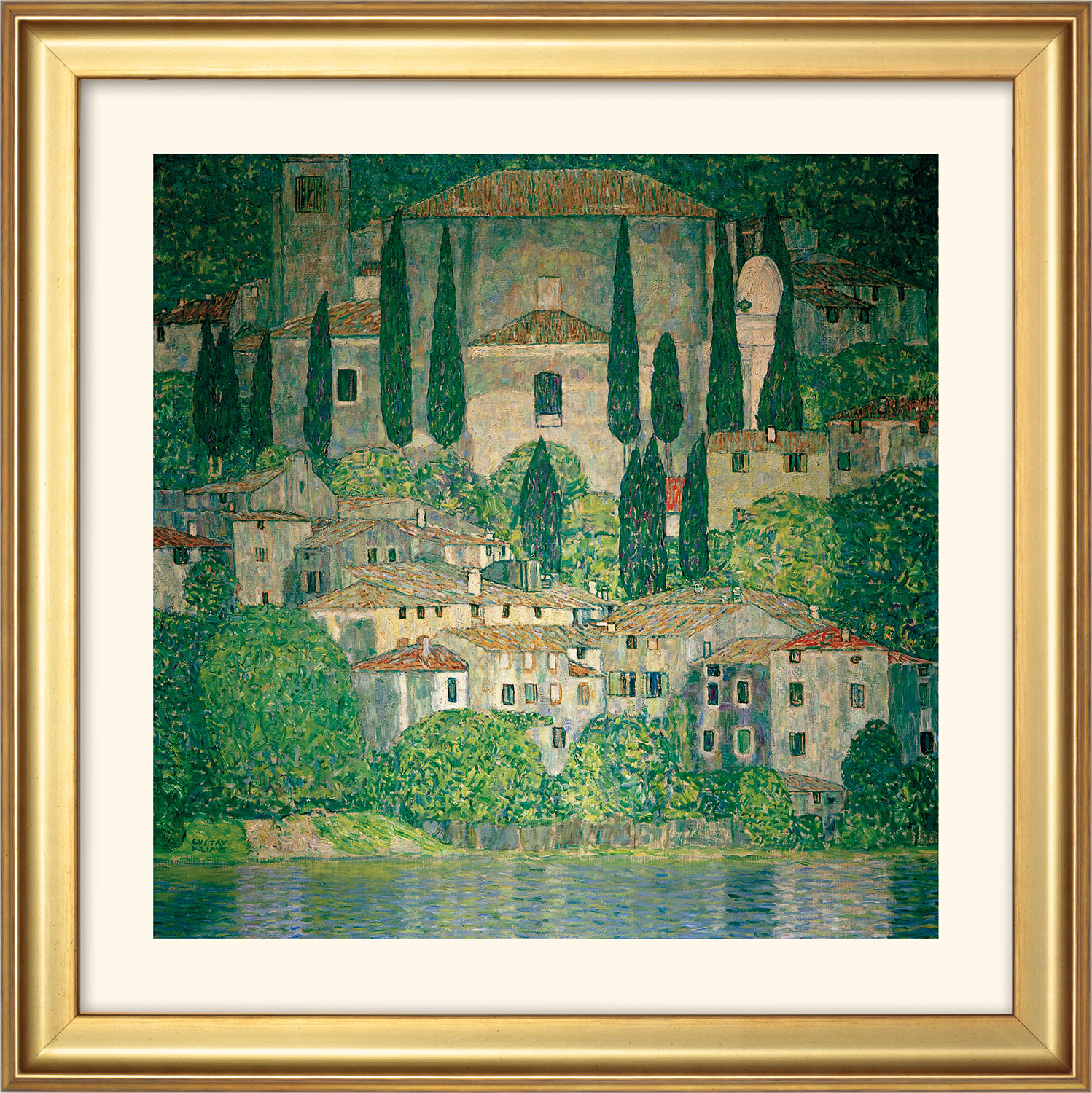 Gustav Klimt: Bild 'Kirche in Cassone am Gardasee' (1913), gerahmt