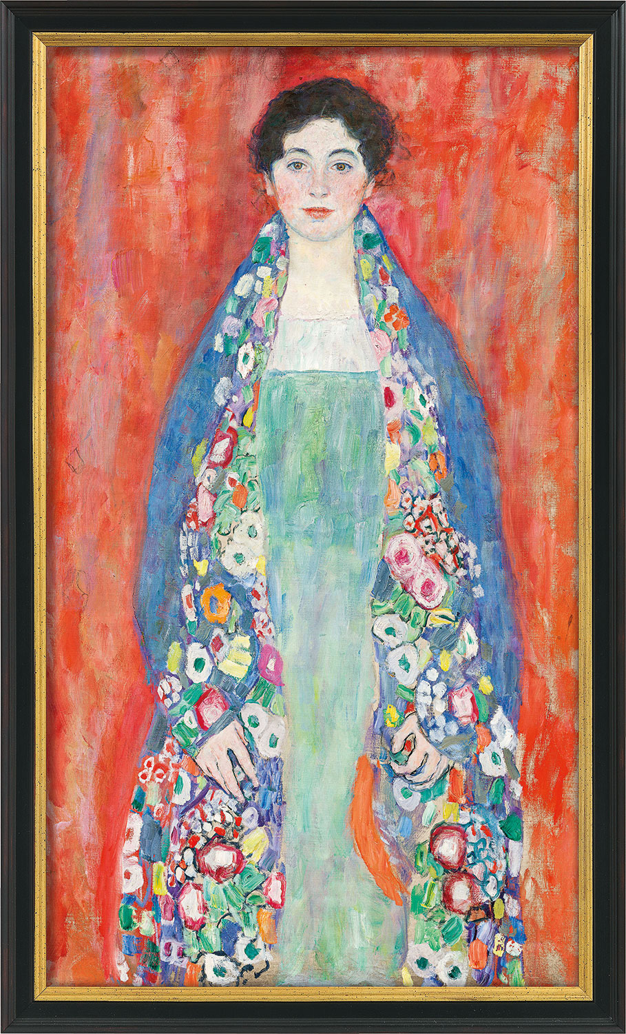 Gustav Klimt: Bild 'Bildnis Fräulein Lieser' (1917), Version schwarz-goldfarben gerahmt