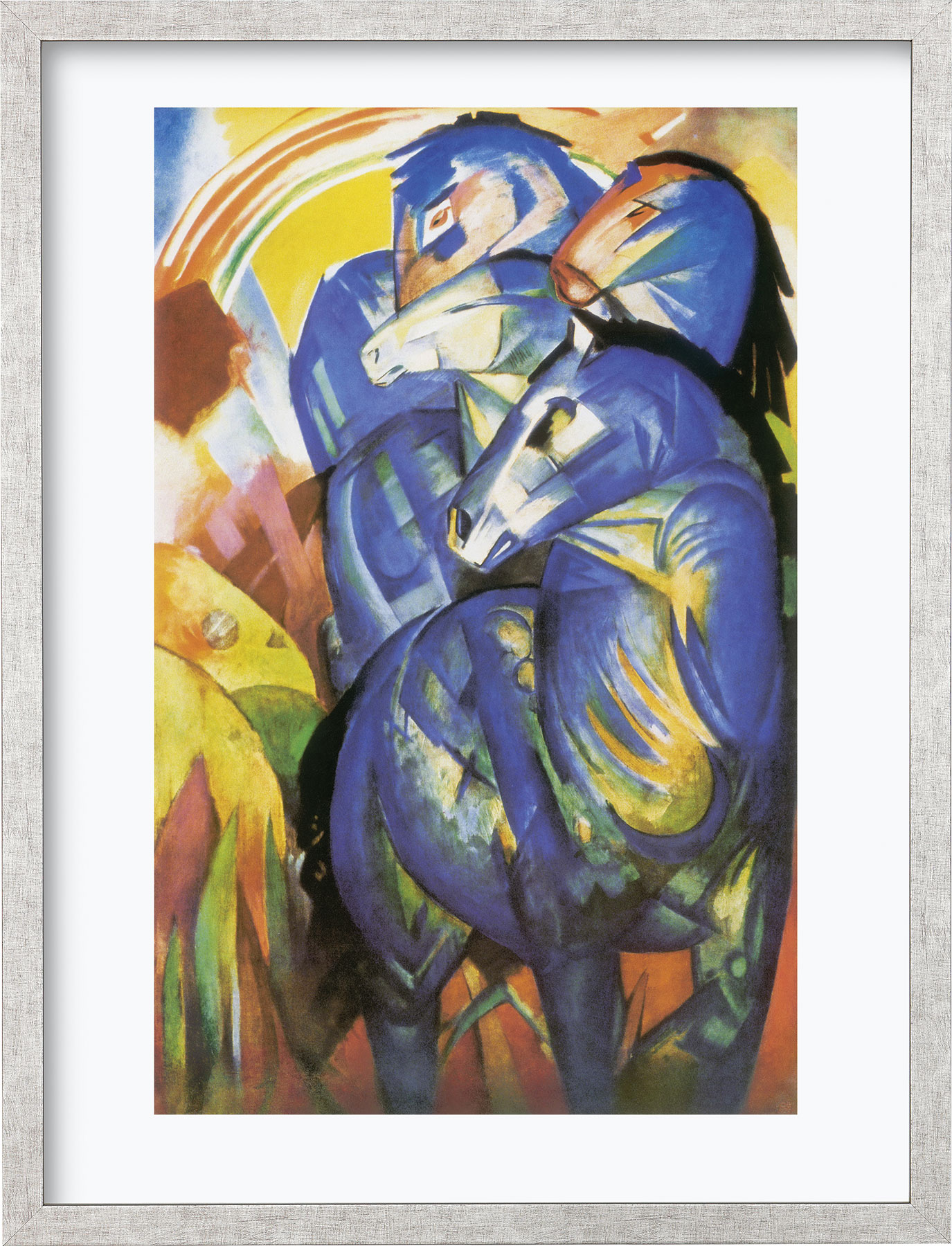 Franz Marc: Bild 'Turm der blauen Pferde' (1913), gerahmt