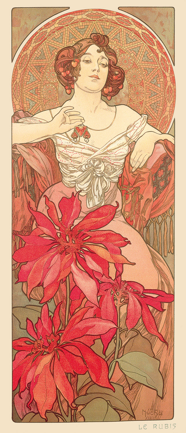 Alphonse Mucha: Glasbild 'Rubin'