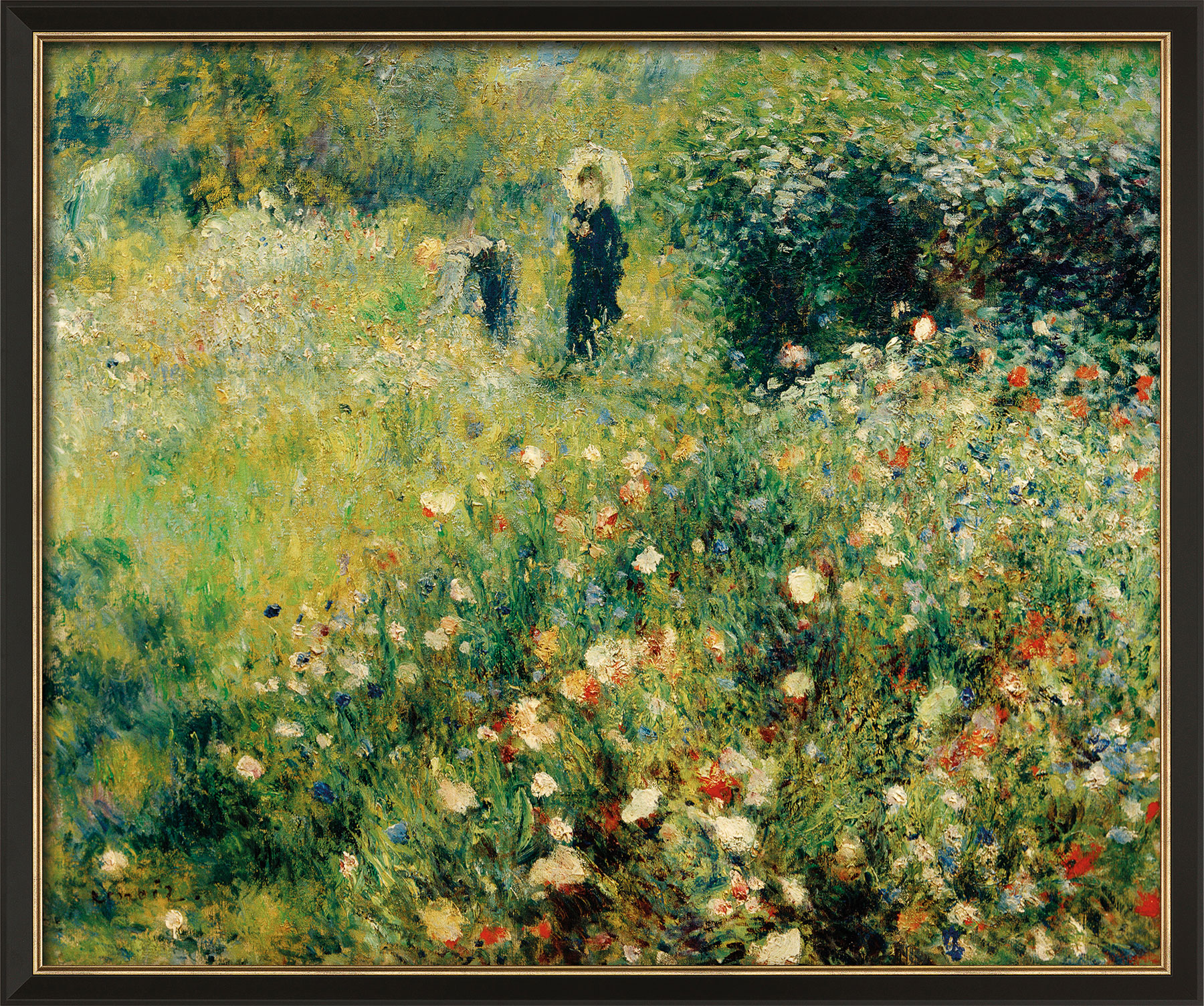 Auguste Renoir: Bild 'Frau mit Sonnenschirm in einem Garten' (1875), gerahmt