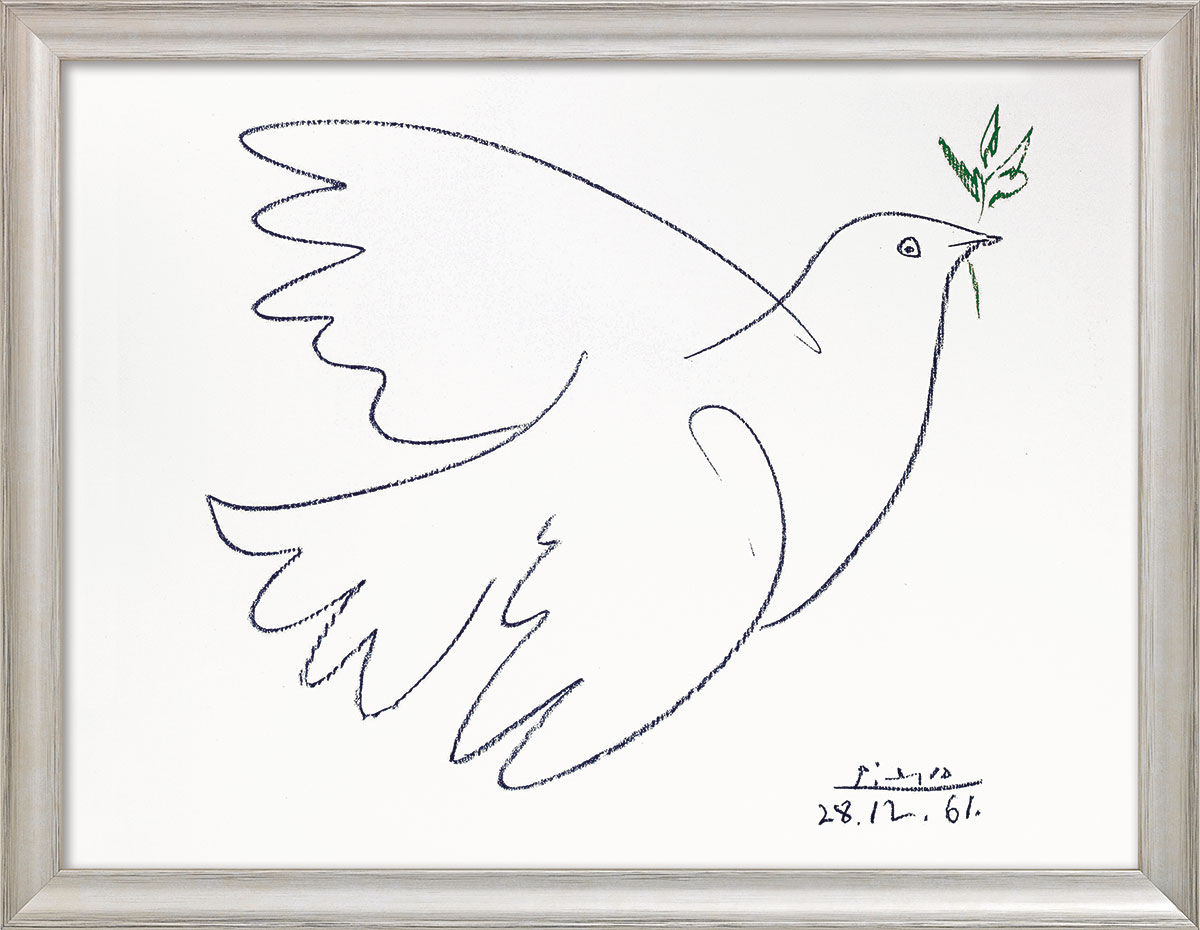 Pablo Picasso: Bild 'Friedenstaube' (1961), gerahmt