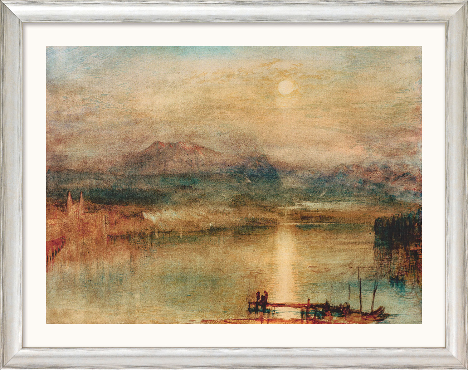 William Turner: Bild 'Mondschein über dem Vierwaldstätter See' (um 1841-44), Version silberfarben gerahmt