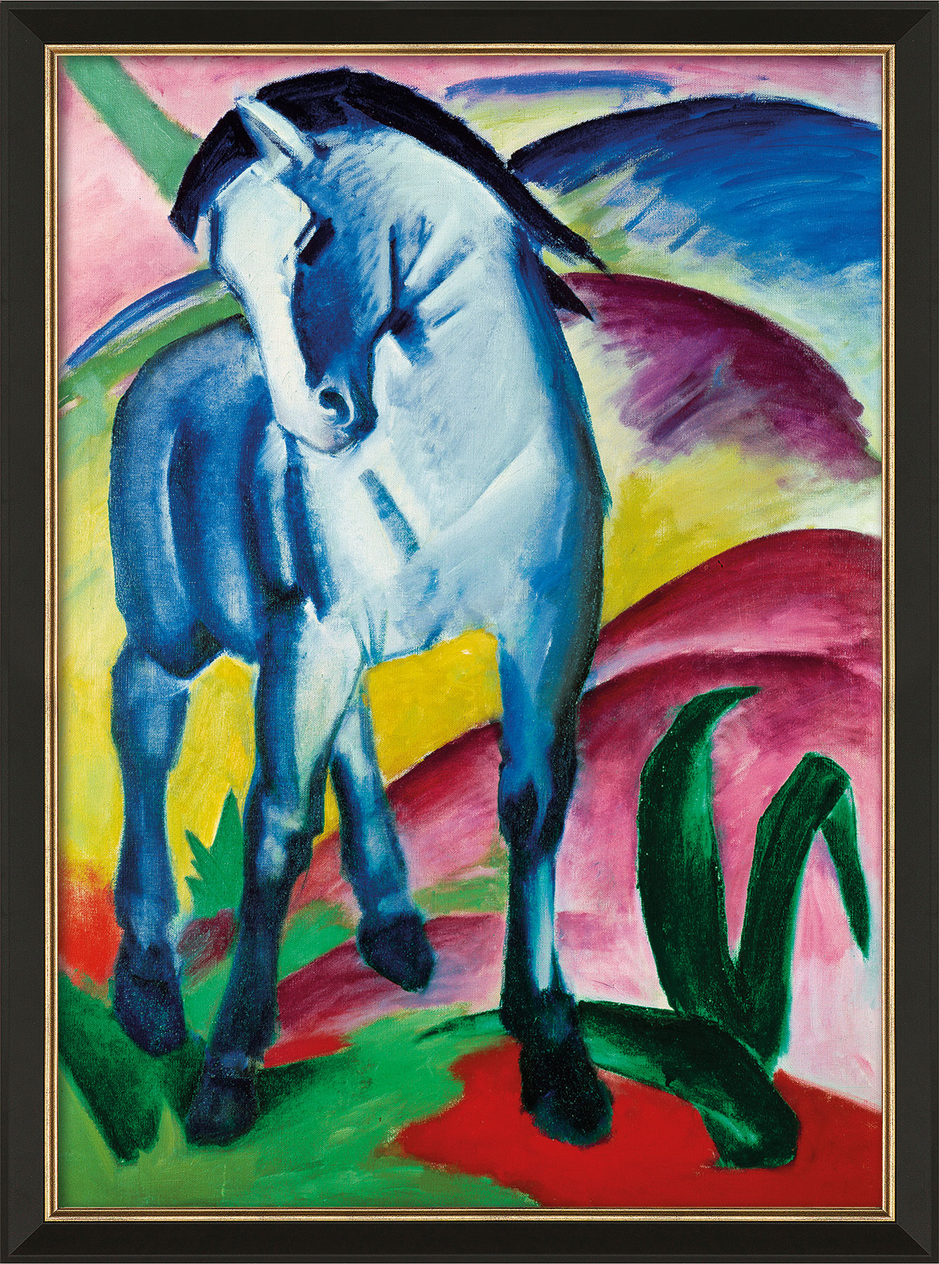 Franz Marc: Bild 'Blaues Pferd I' (1911), gerahmt