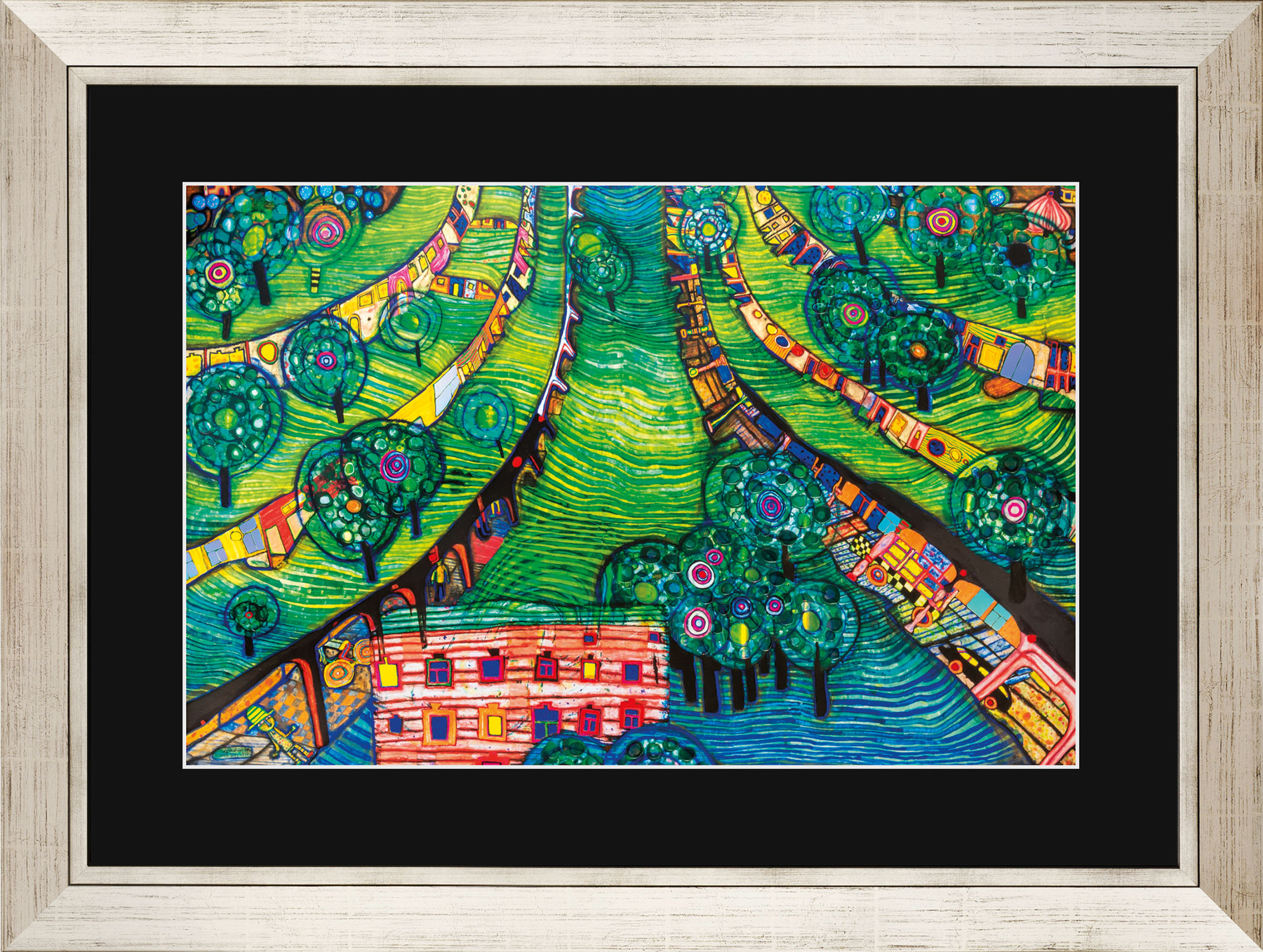 Friedensreich Hundertwasser: Afbeelding '(781) Groene Stad', ingelijst