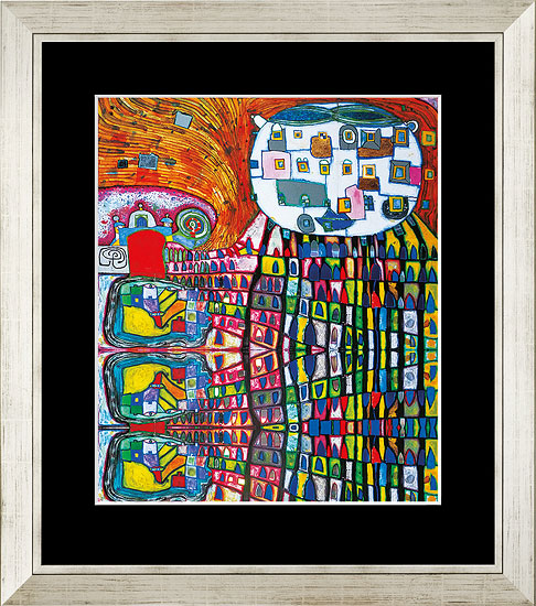 Friedensreich Hundertwasser: Afbeelding '(906) Huiskat', ingelijst