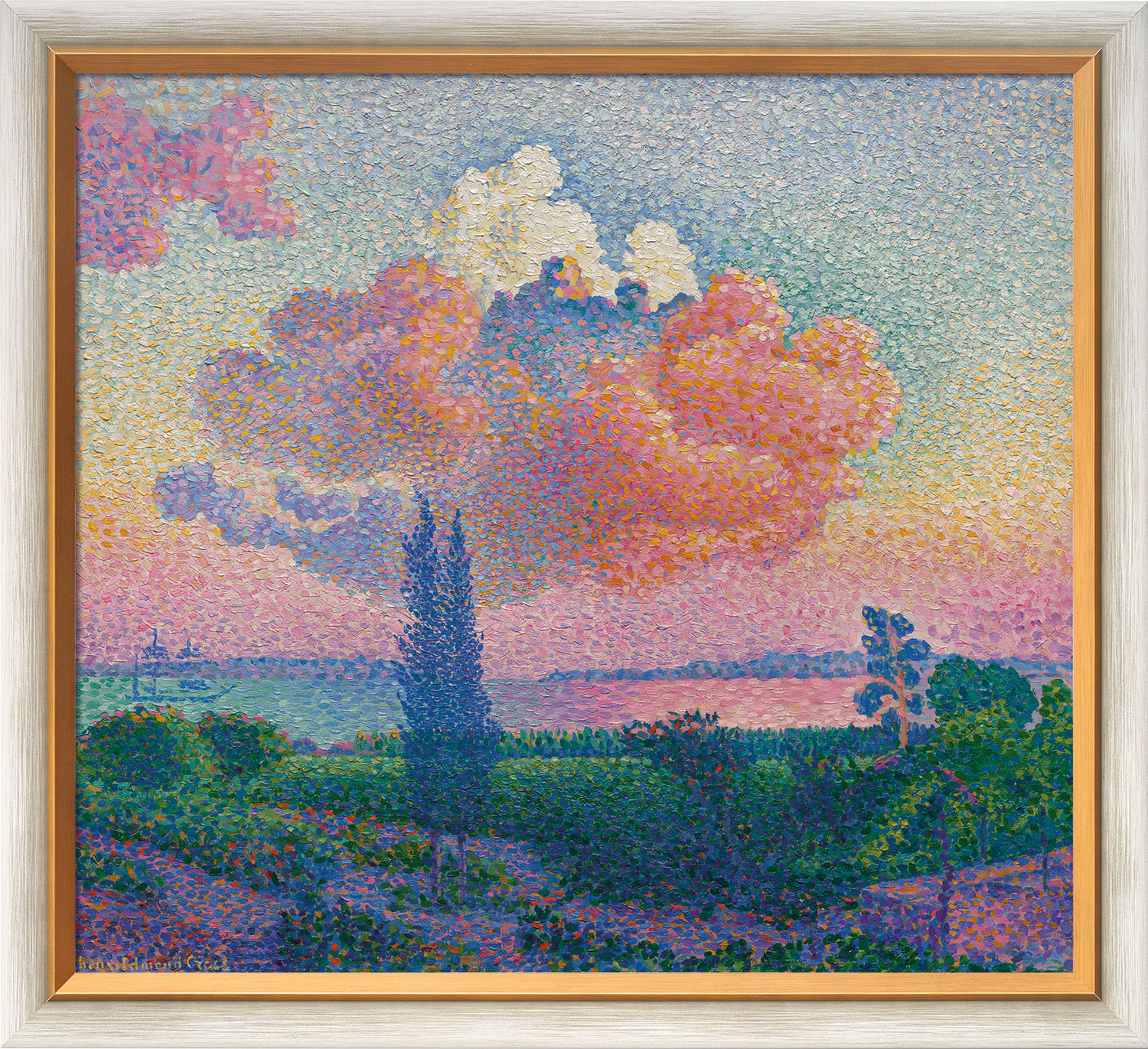 Henri Edmond Cross: Bild 'Die rosa Wolke' (1896), Version weiß-goldfarben gerahmt