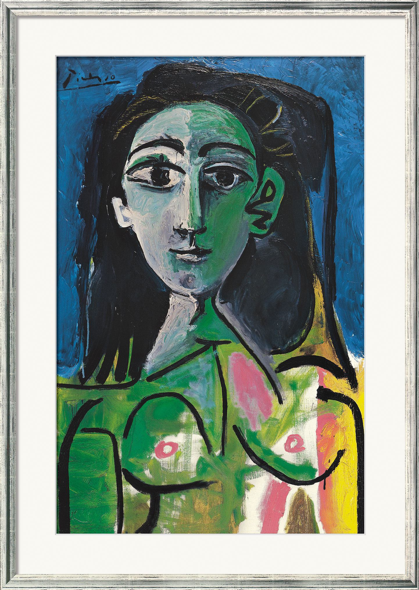 Pablo Picasso: Bild 'Buste de Femme (Jacqueline)' (1963), gerahmt