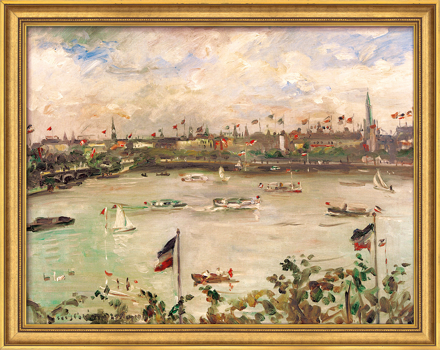 Lovis Corinth: Bild 'Kaisertag in Hamburg, Alster' (1911), gerahmt