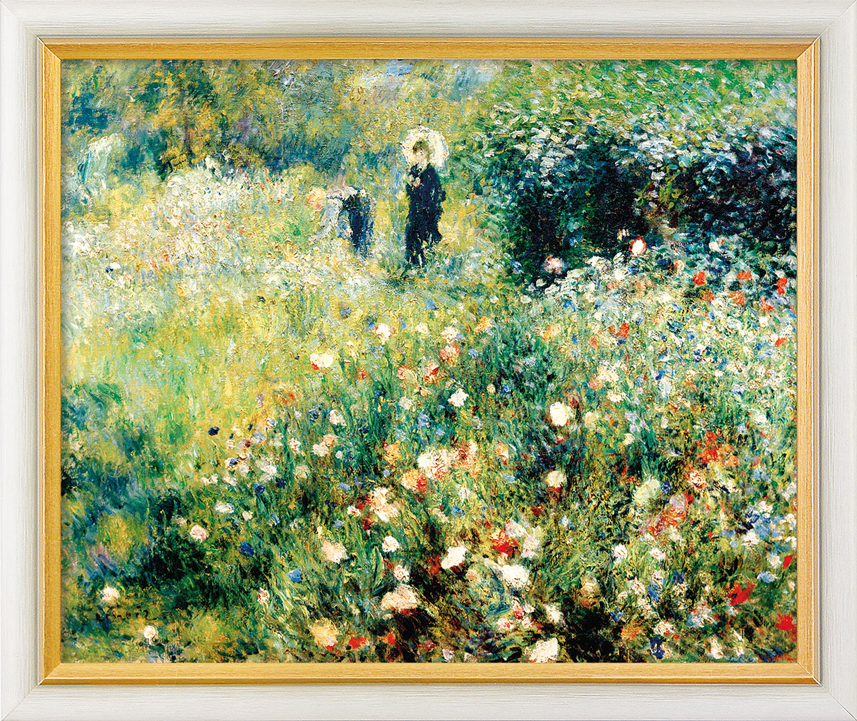 Auguste Renoir: Bild 'Frau mit Sonnenschirm in einem Garten' (1875), gerahmt