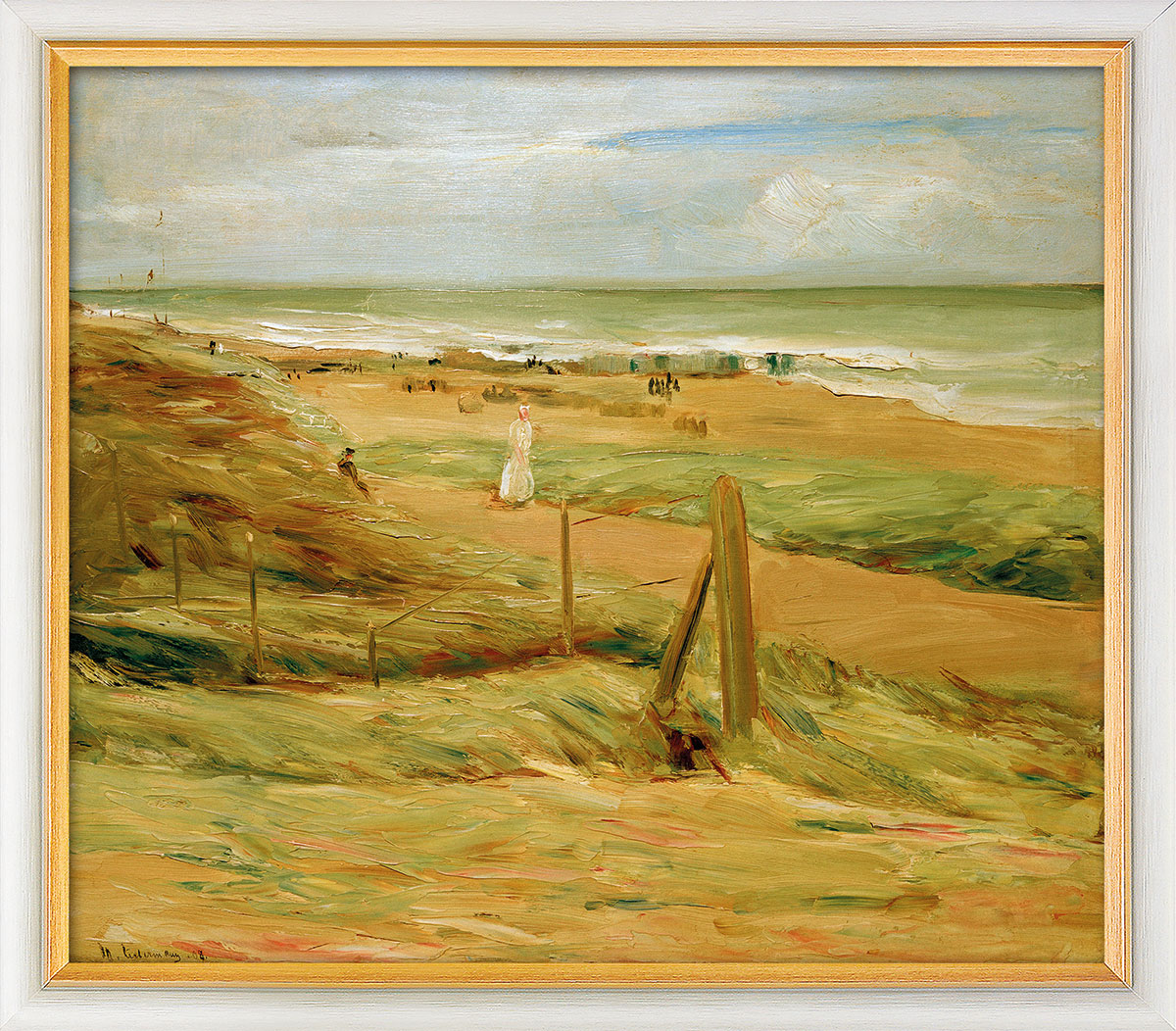 Max Liebermann: Bild 'Dünenpromenade' (1908), Version weiß-goldfarben gerahmt