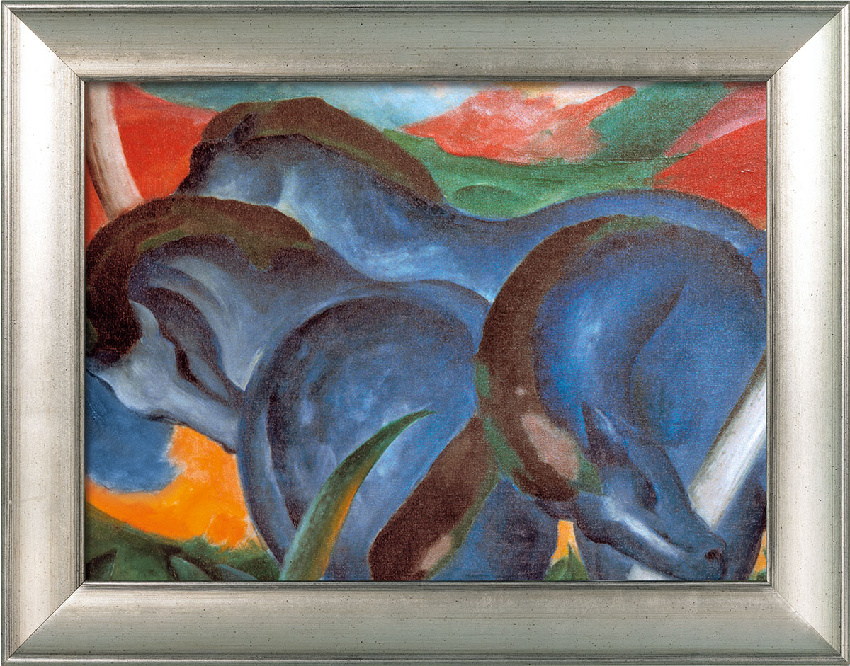 Franz Marc: Bild 'Die großen blauen Pferde' (1911), gerahmt
