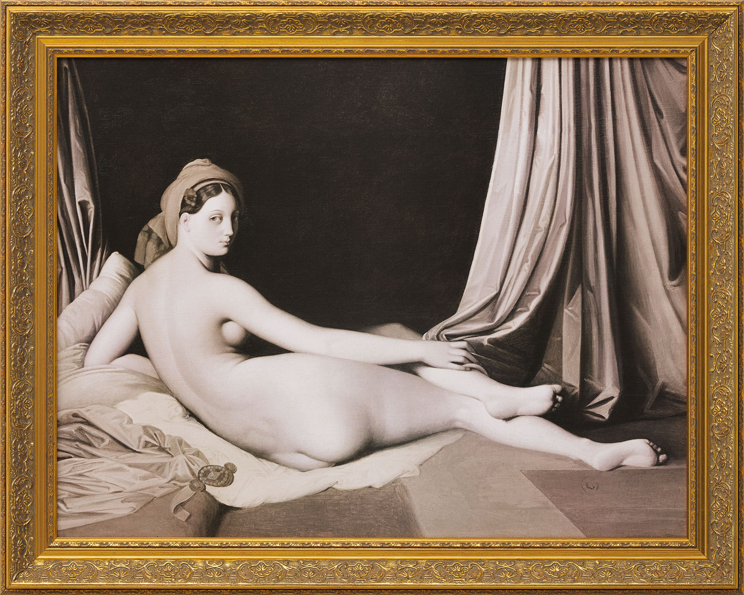 Jean Auguste Dominique Ingres: Bild 'Odaliske in Grisaille' (1824-34), gerahmt