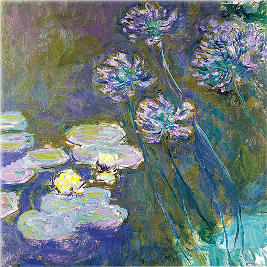 Claude Monet : Objet mural 'Nymphéas jaunes et agapanthe', verre
