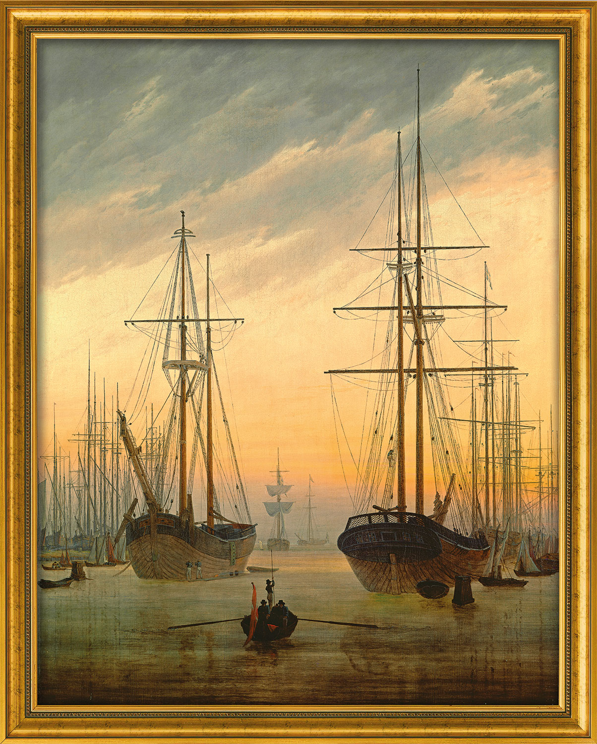 Caspar David Friedrich: Bild 'Ansicht eines Hafens' (um 1815/16), gerahmt