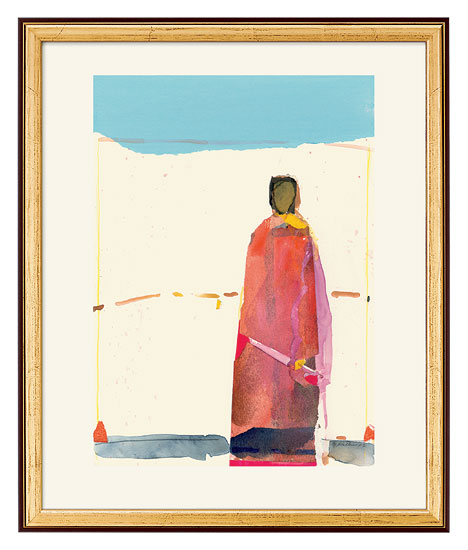Oskar Koller: Bild 'Gestalt unter blauem Himmel' (2002), gerahmt