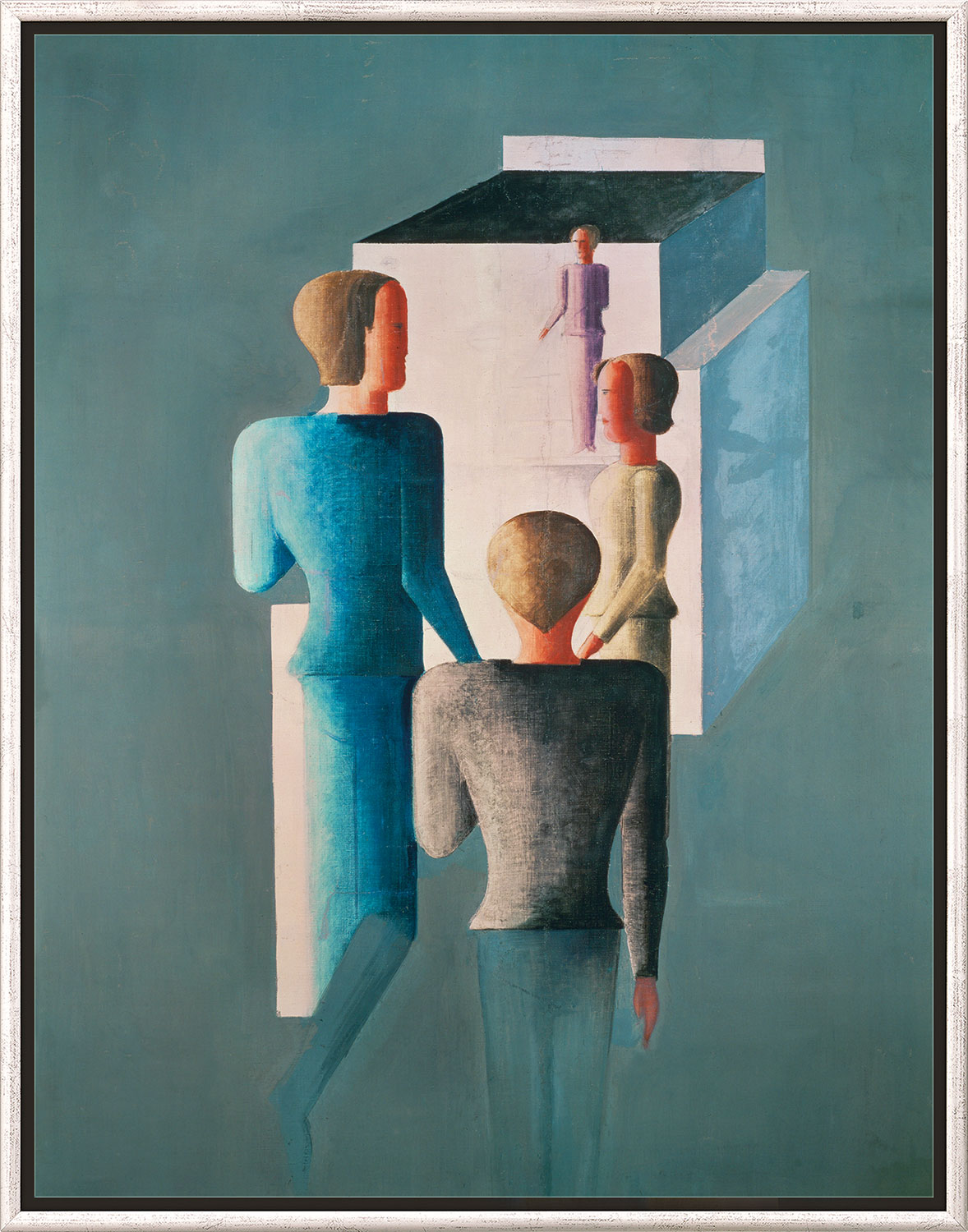 Oskar Schlemmer: Bild 'Vier Figuren und Kubus' (1928), gerahmt