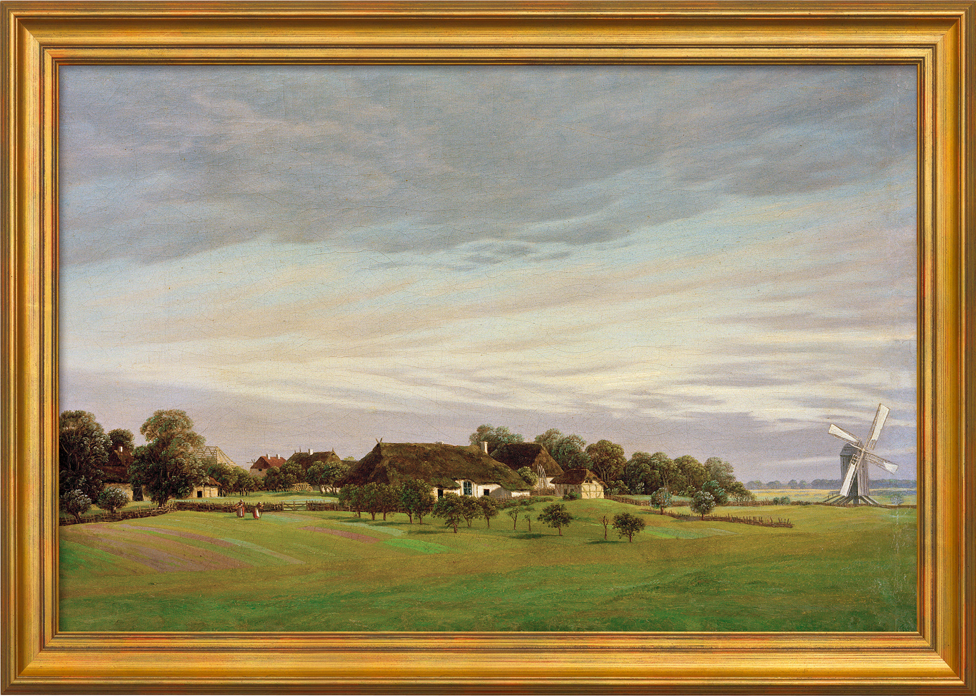 Caspar David Friedrich: Bild 'Ländliche ebene Gegend' (um 1822/23), gerahmt