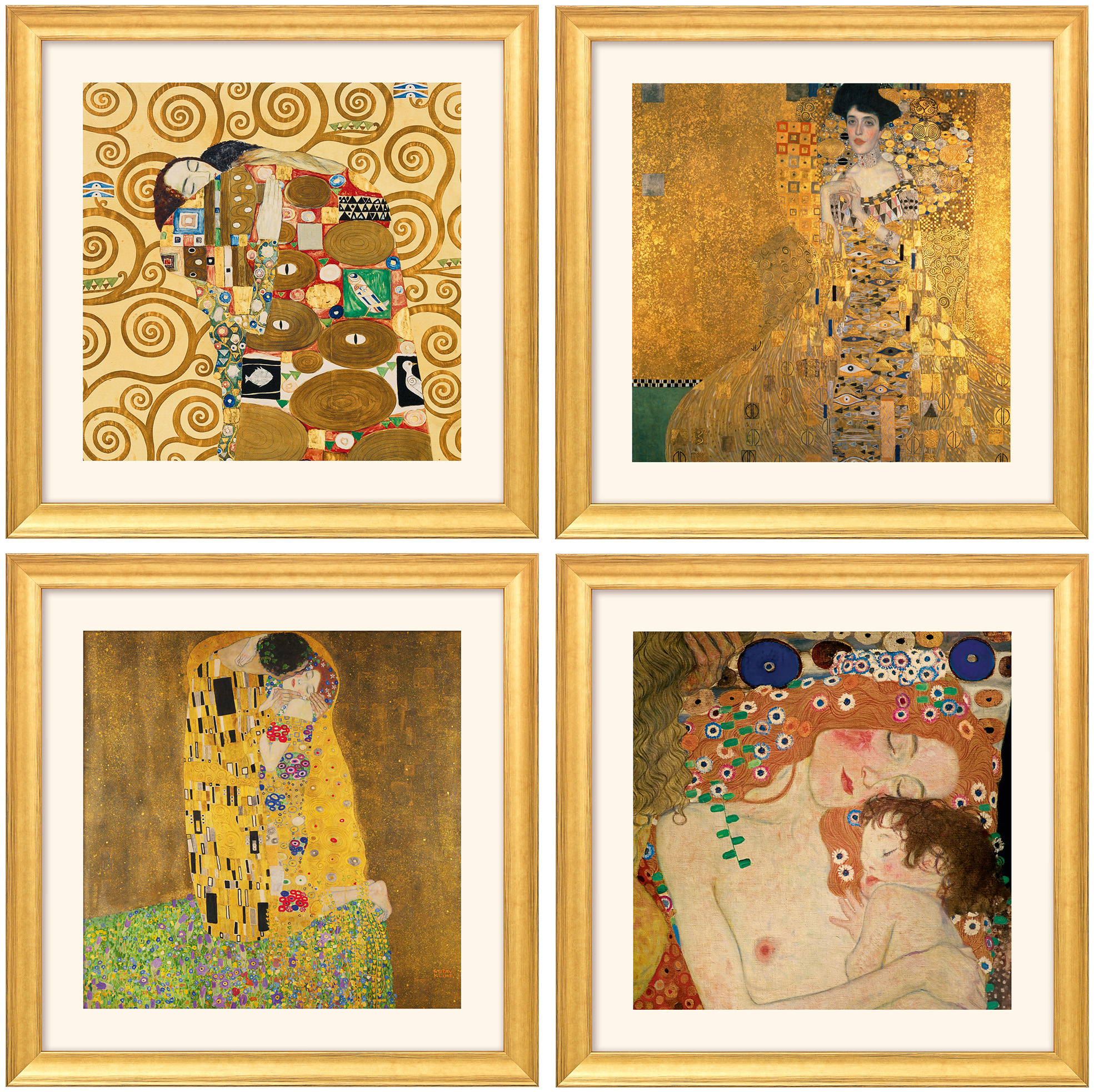 Gustav Klimt: 4 Bilder im Set, gerahmt