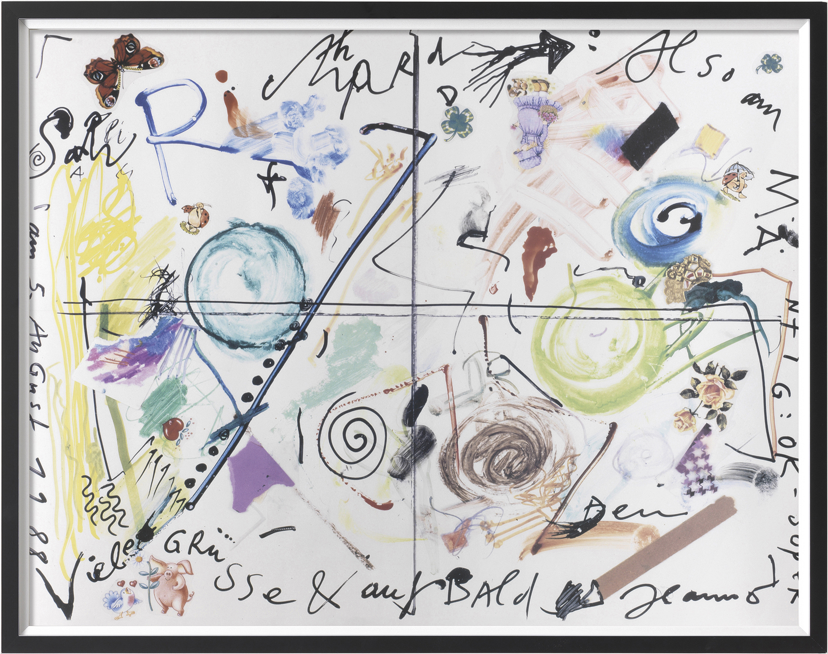 Jean Tinguely: Bild 'Salü Richard' (1988), gerahmt