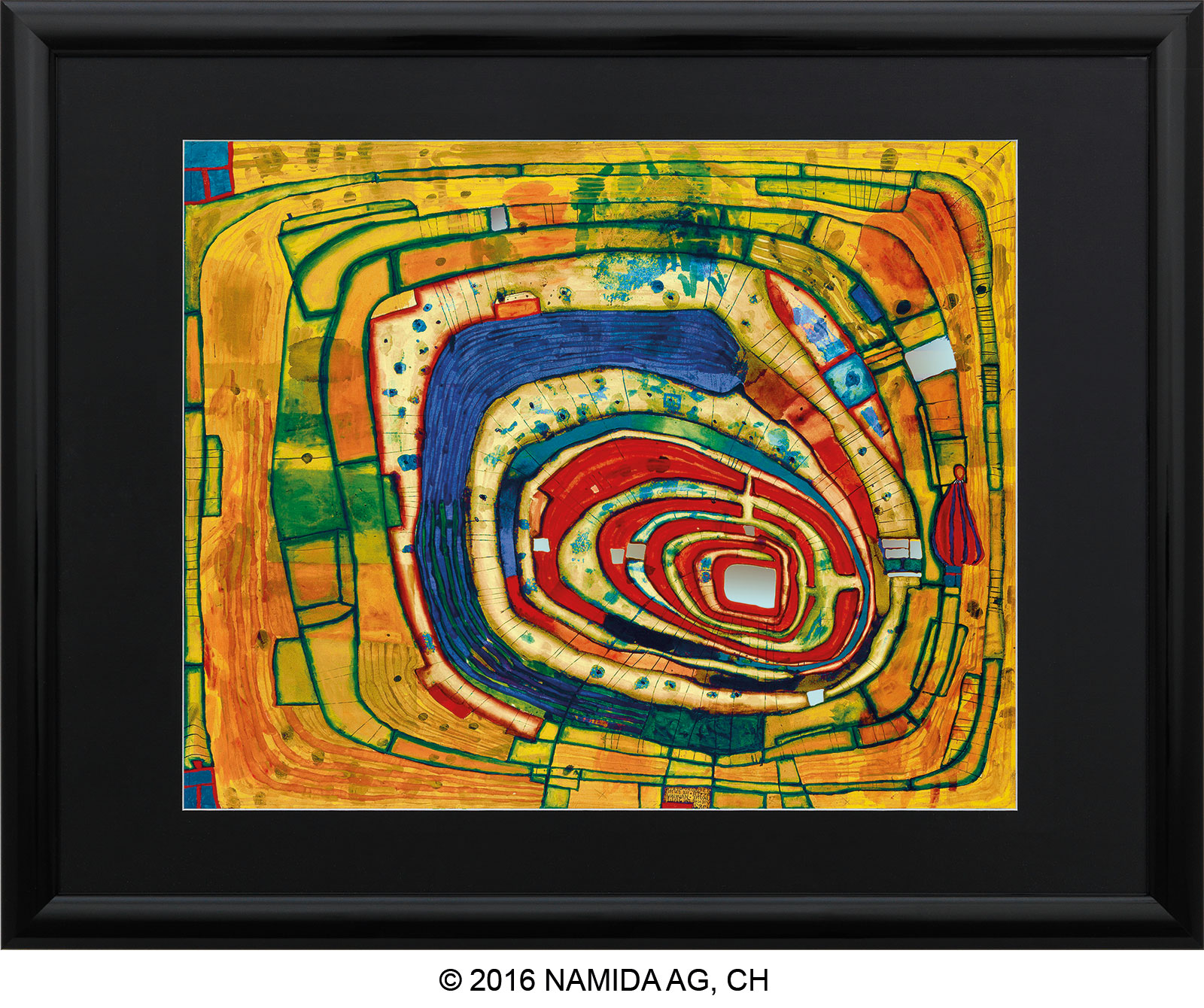 Friedensreich Hundertwasser: Afbeelding '(836) Eiland in de gele zee', ingelijst