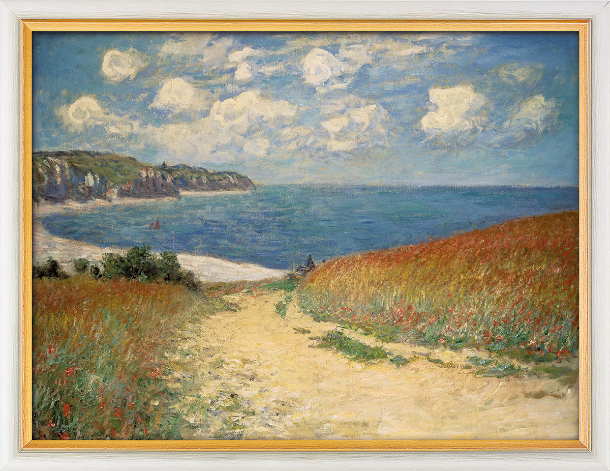 Claude Monet: Bild 'Strandweg zwischen Weizenfeldern nach Pourville' (1882), gerahmt