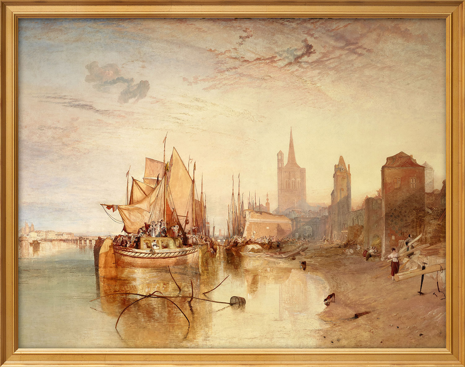William Turner: Picture 'Cologne, the Arrival of a Packet-Boat: Evening' (1826), framed