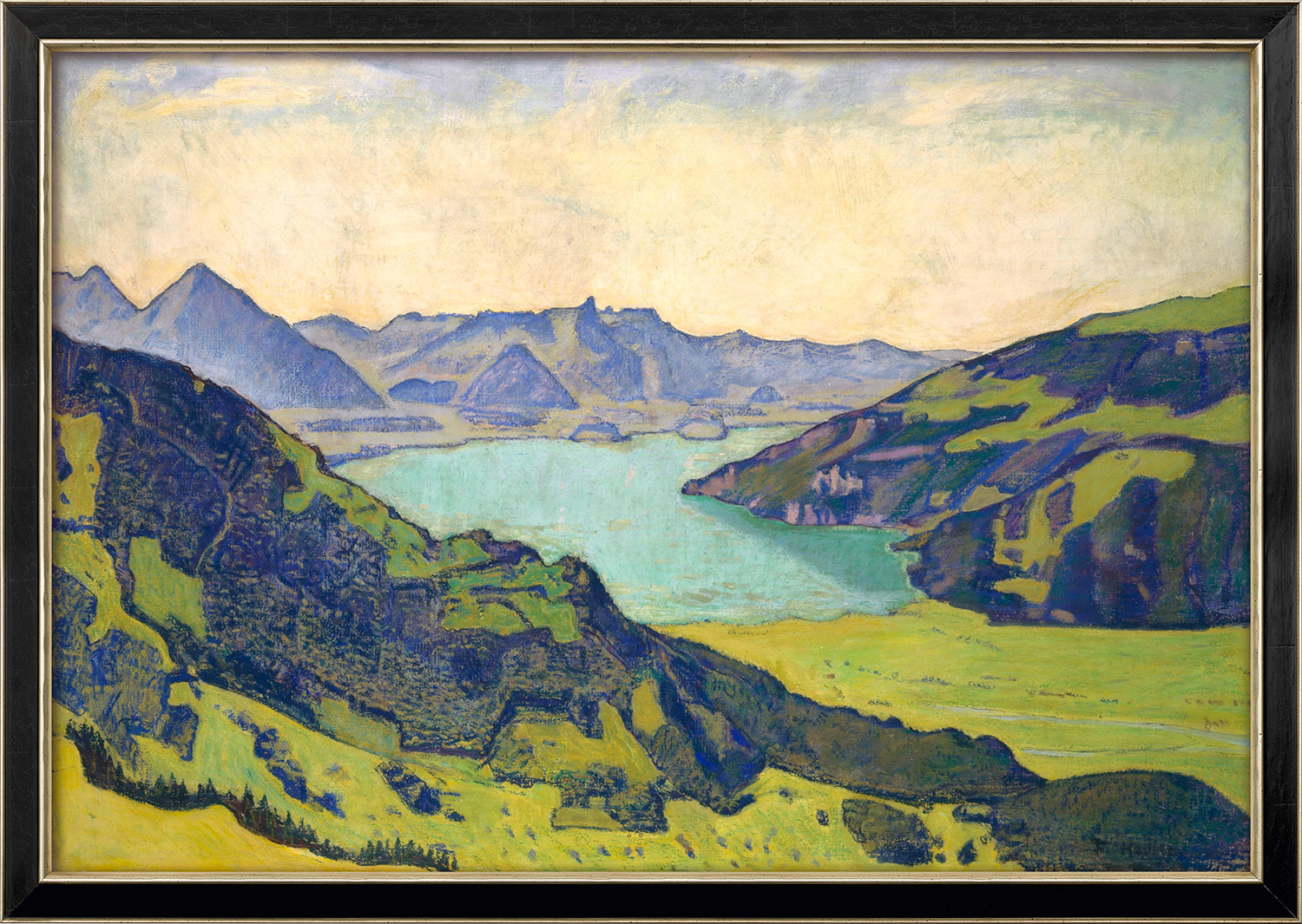 Ferdinand Hodler: Bild 'Thunersee von Breitlauenen aus' (1906), gerahmt
