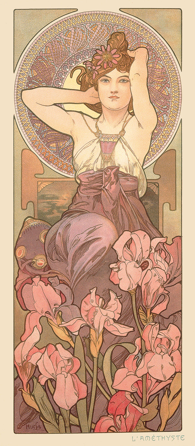 Alphonse Mucha: Glasbild 'Amethyst'