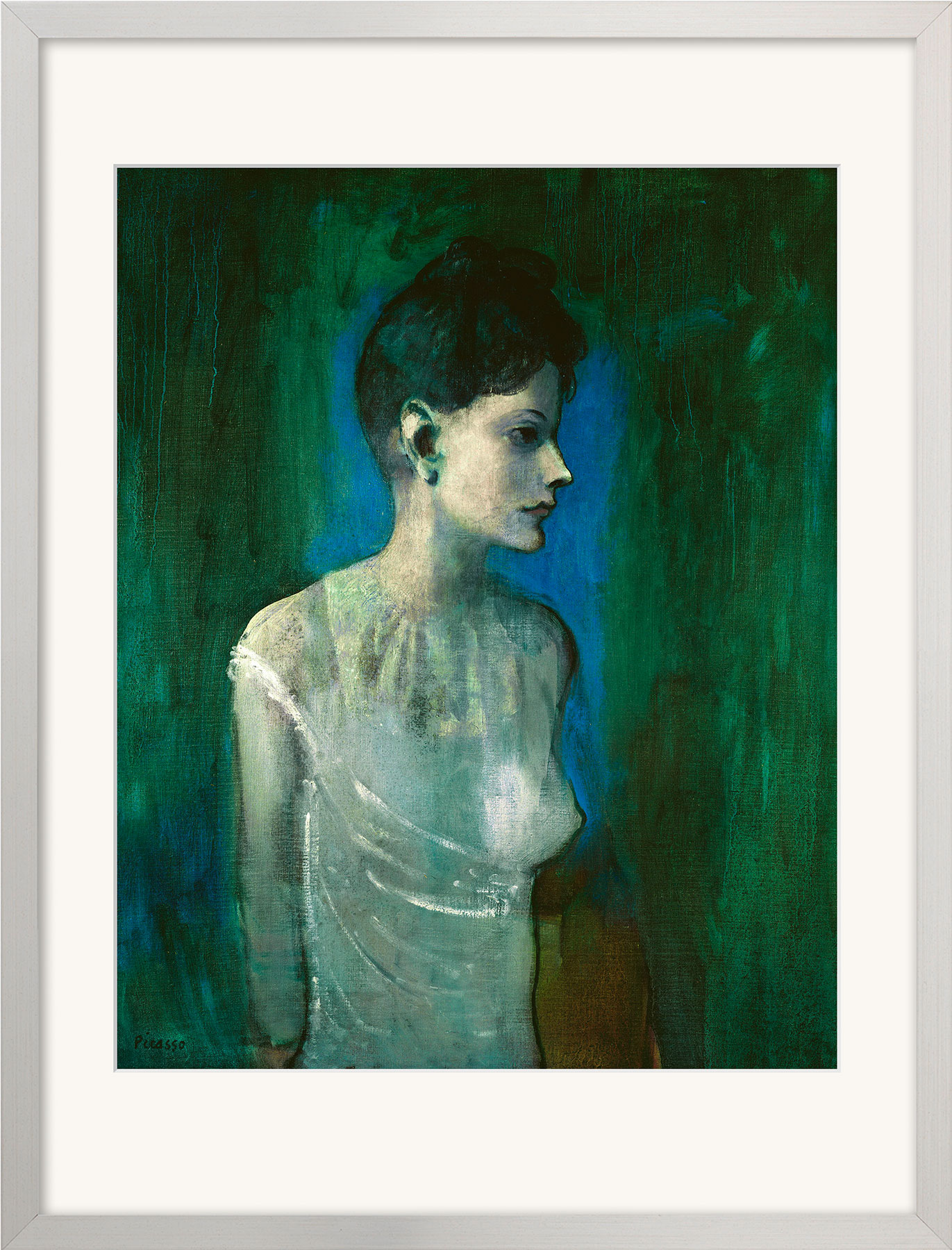 Pablo Picasso: Bild 'Junge Frau mit weißem Hemd' (1905), gerahmt