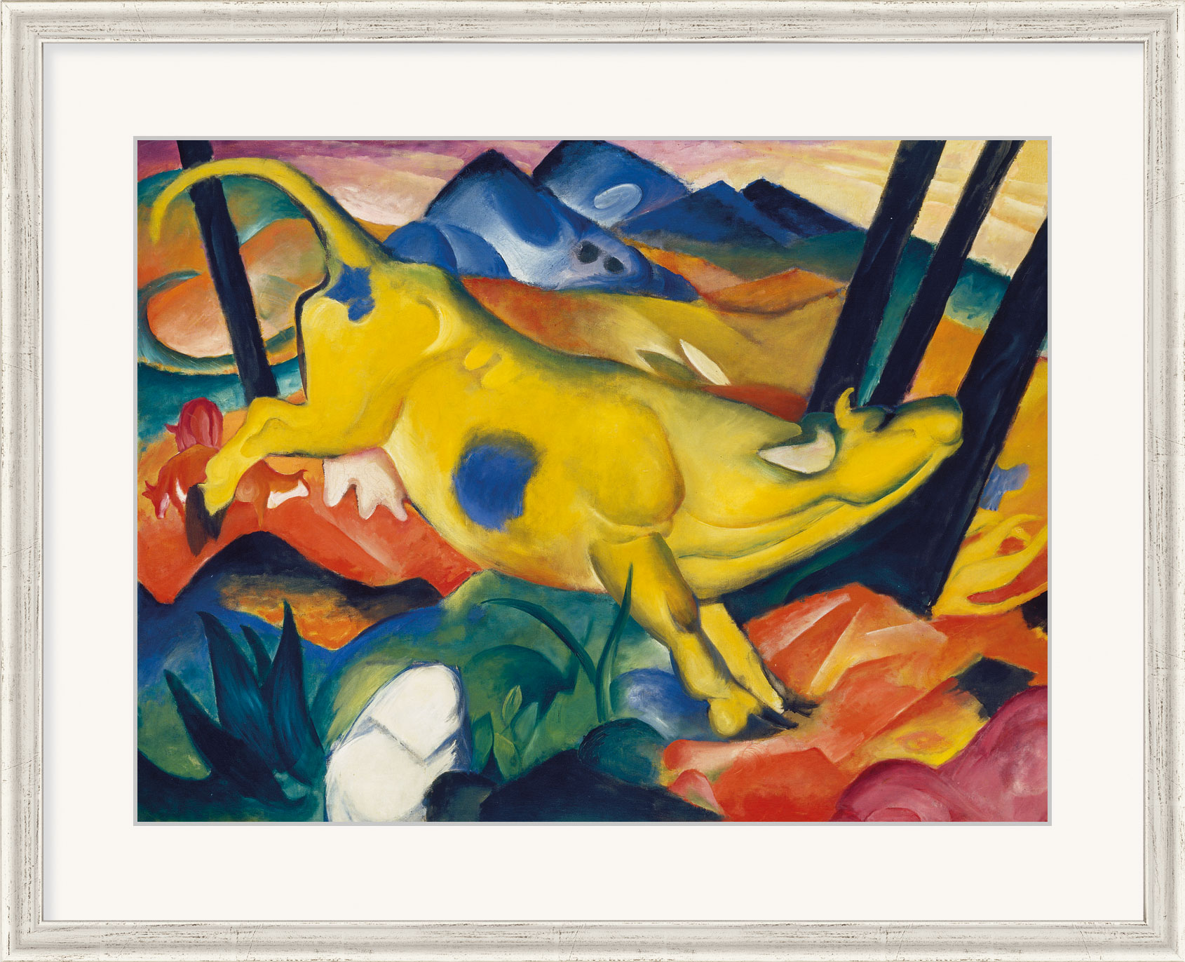 Franz Marc: Bild 'Die gelbe Kuh' (1911), gerahmt
