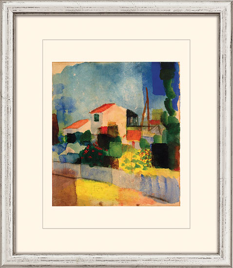 August Macke: Bild 'Das helle Haus' (1914), gerahmt