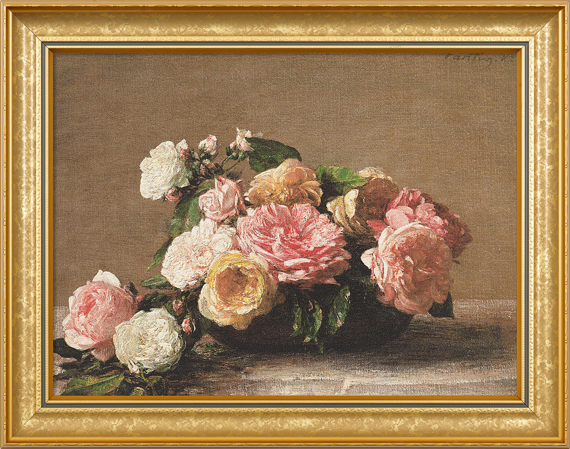 Henri Fantin-Latour: Bild 'Roses dans une coupe - Rosen in der Schale' (1882), gerahmt