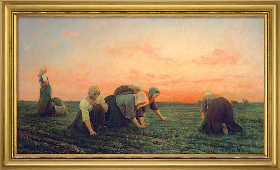 Jules Breton: Bild 'Die Unkrautjäterinnen' (1868), gerahmt