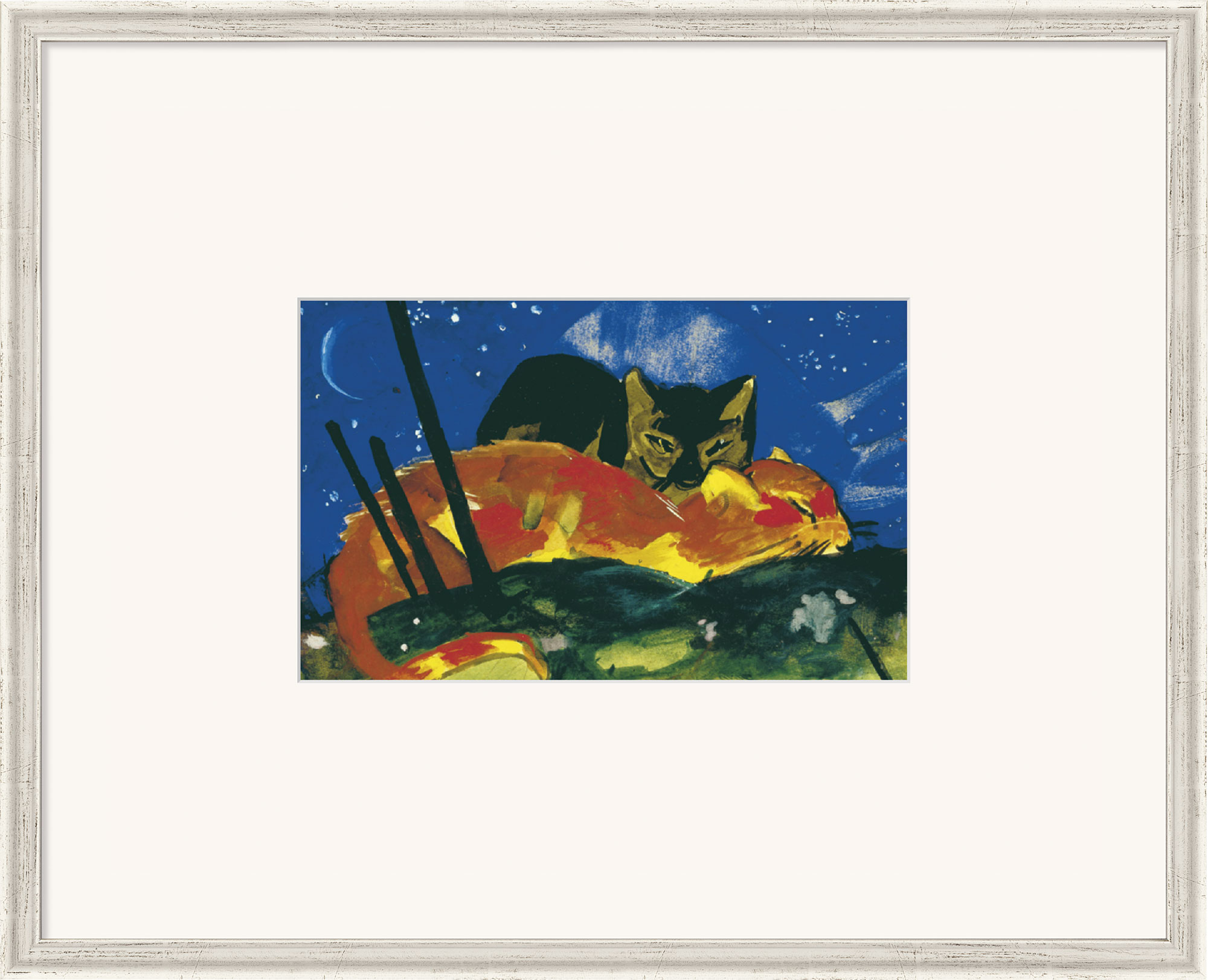 Franz Marc: Bild 'Zwei Katzen' (1913), gerahmt