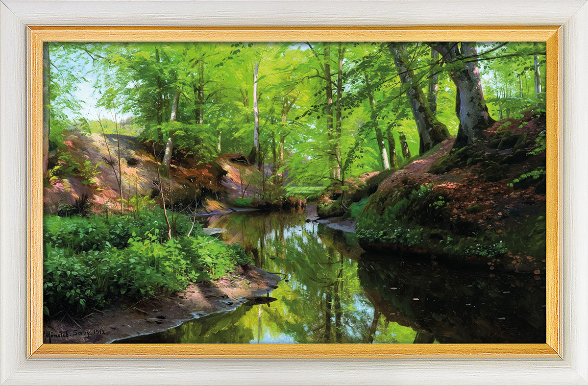 Peder Mork Mönsted: Bild 'Sonniger Tag am Waldbach' (1912), gerahmt