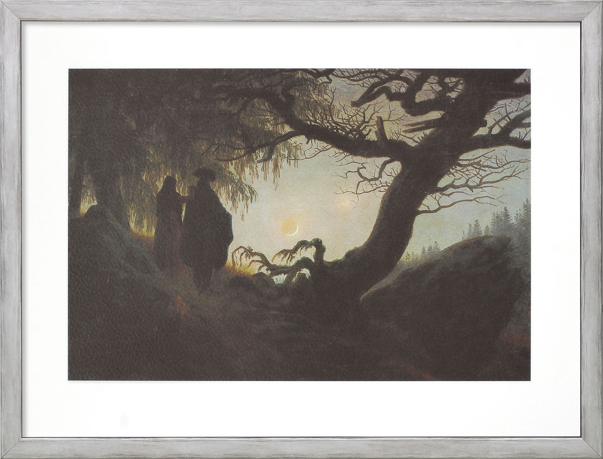Caspar David Friedrich: Bild 'Frau und Mann in Betrachtung des Mondes' (1824), gerahmt