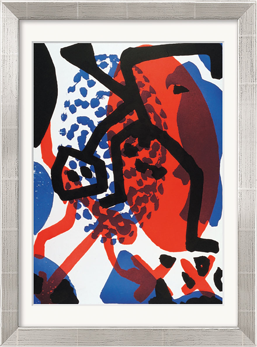 A. R. Penck: Bild 'Wächter', Version silberfarben gerahmt