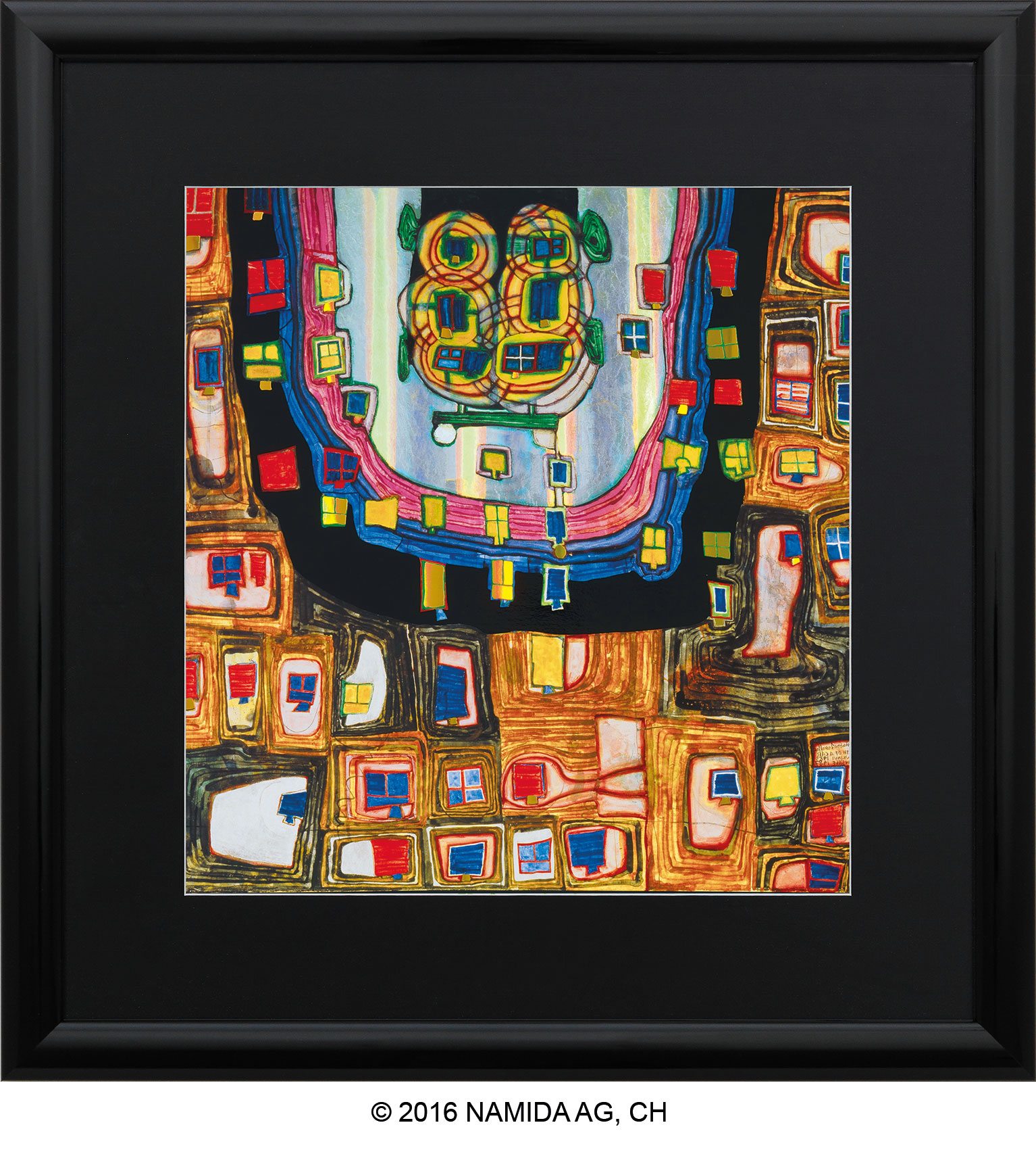 Friedensreich Hundertwasser: Afbeelding '(886) Geboorte van een Automobiel', ingelijst