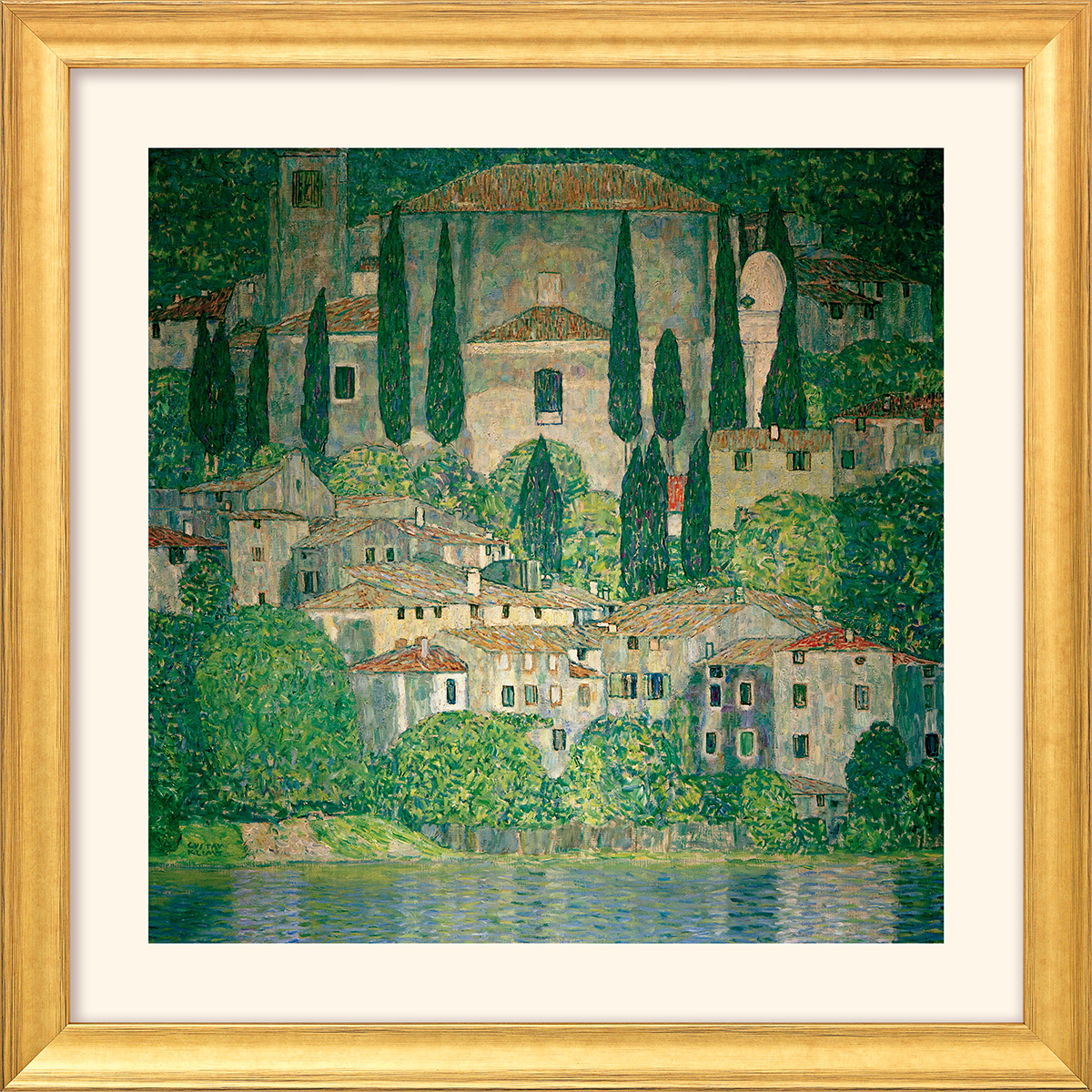 Gustav Klimt: Bild 'Kirche in Cassone am Gardasee' (1913), gerahmt