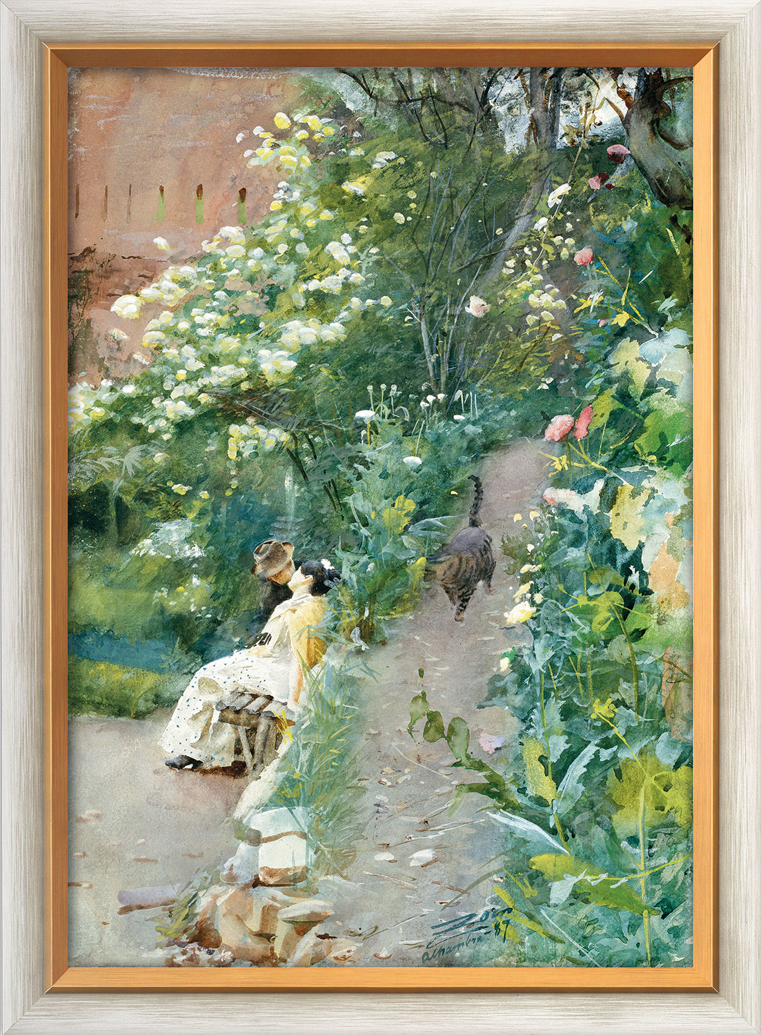 Anders Zorn: Bild 'Im Garten der Alhambra' (1887), gerahmt